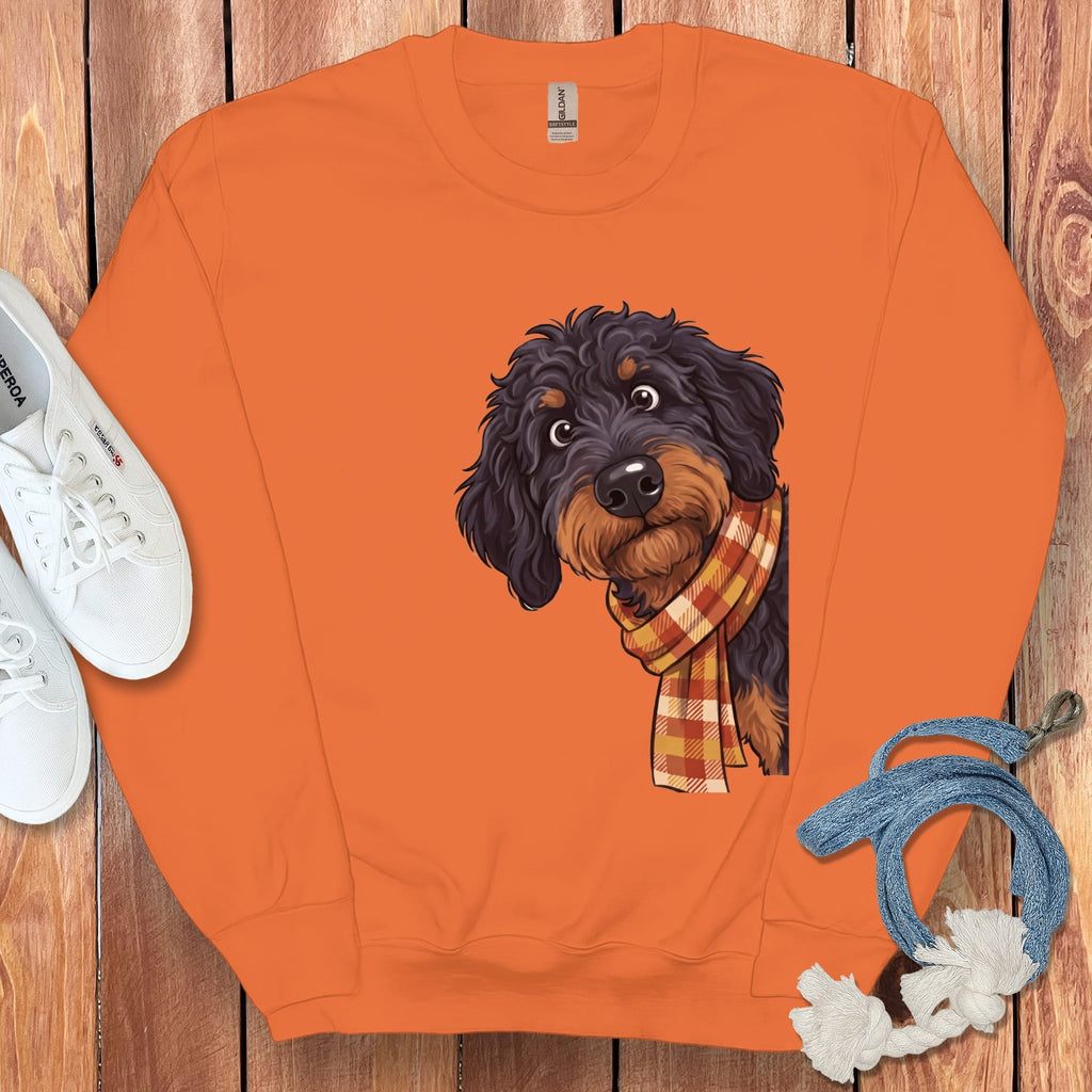 Fall Plaid Phantom Goldendoodle Sweatshirt in Orange / M by Puppy Jo