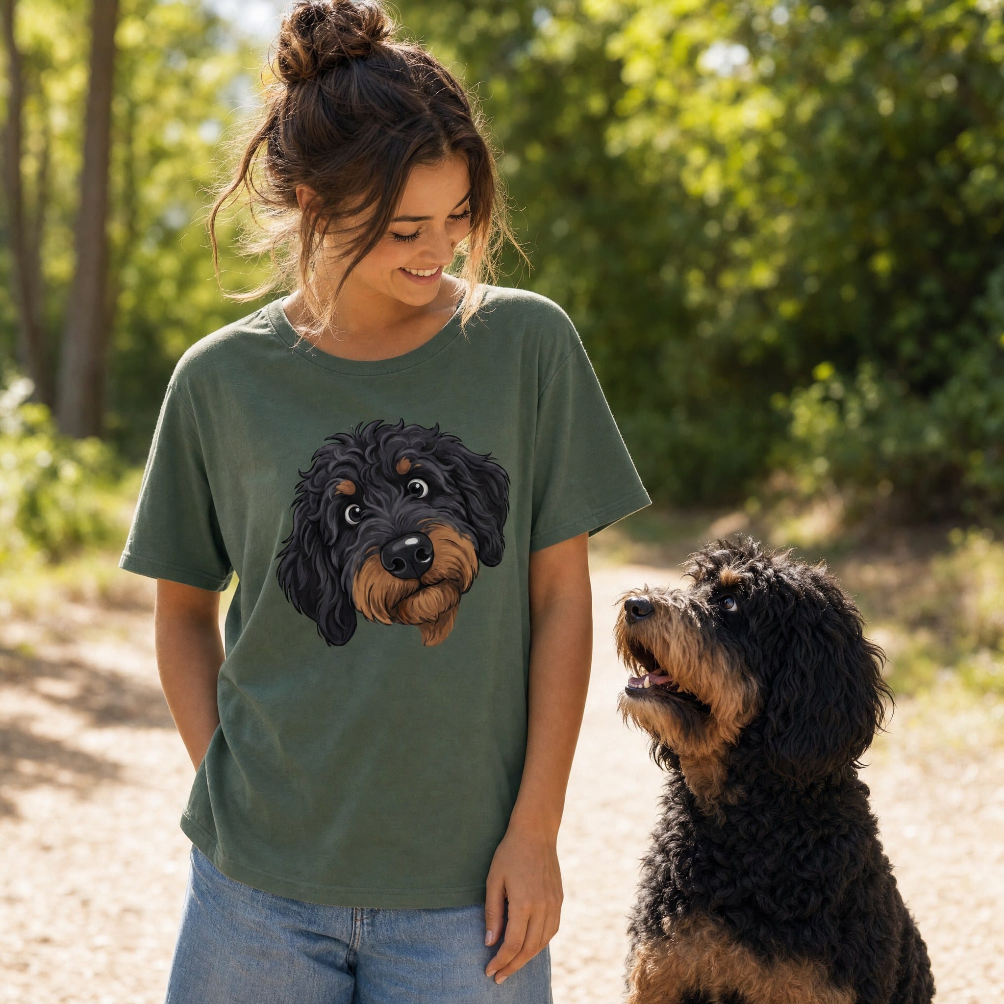 Fall Plaid Phantom Goldendoodle T-Shirt in by Puppy Jo
