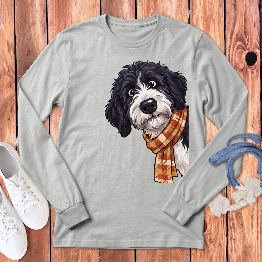 Fall Plaid Sheepadoodle Long Sleeve T-Shirt in S / Athletic Heather by Puppy Jo