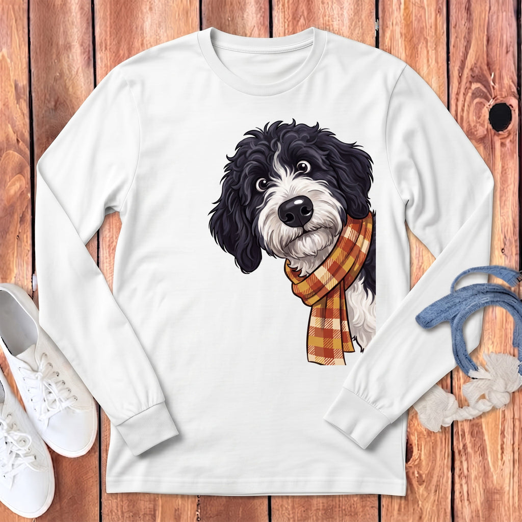 Fall Plaid Sheepadoodle Long Sleeve T-Shirt in S / White by Puppy Jo