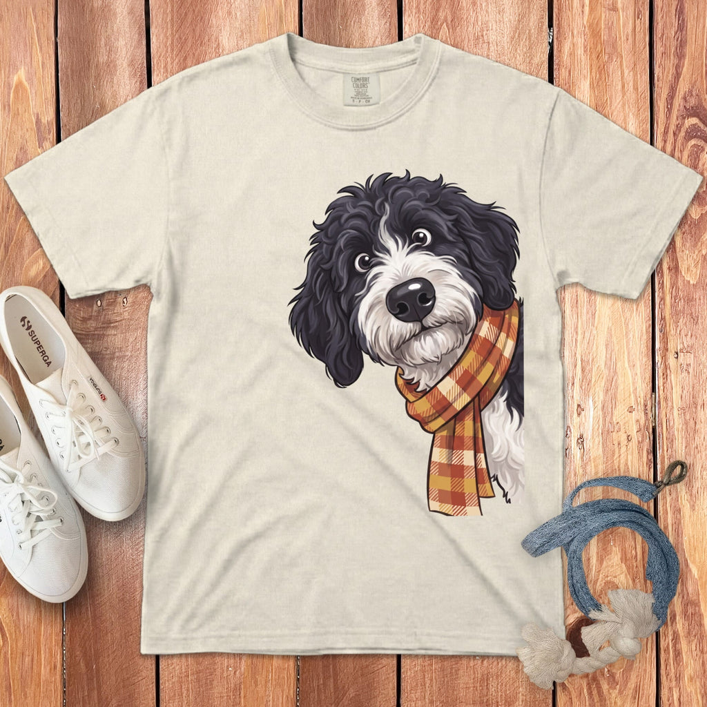 Fall Plaid Sheepadoodle Signature T-Shirt in Ivory / S / T-Shirts by Puppy Jo