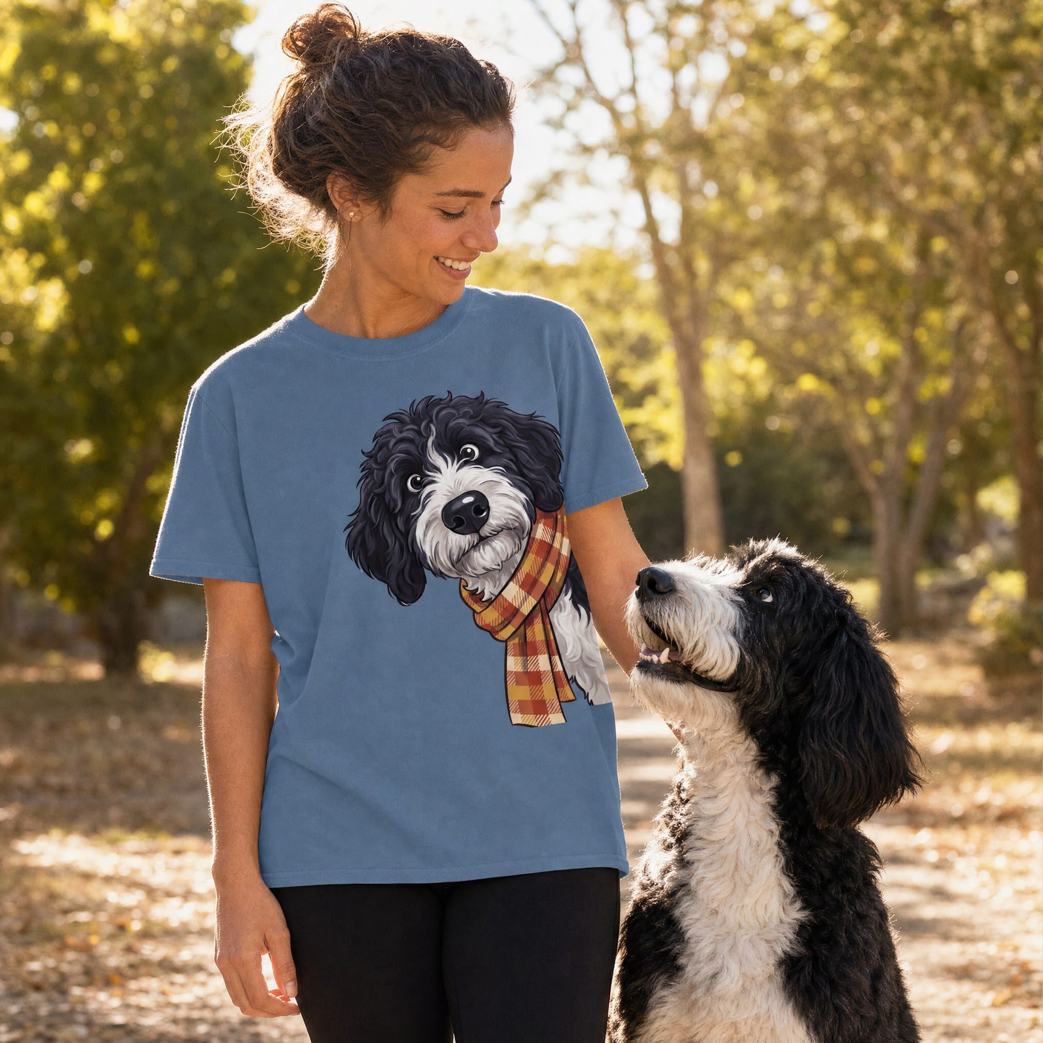 Fall Plaid Sheepadoodle Signature T-Shirt in by Puppy Jo