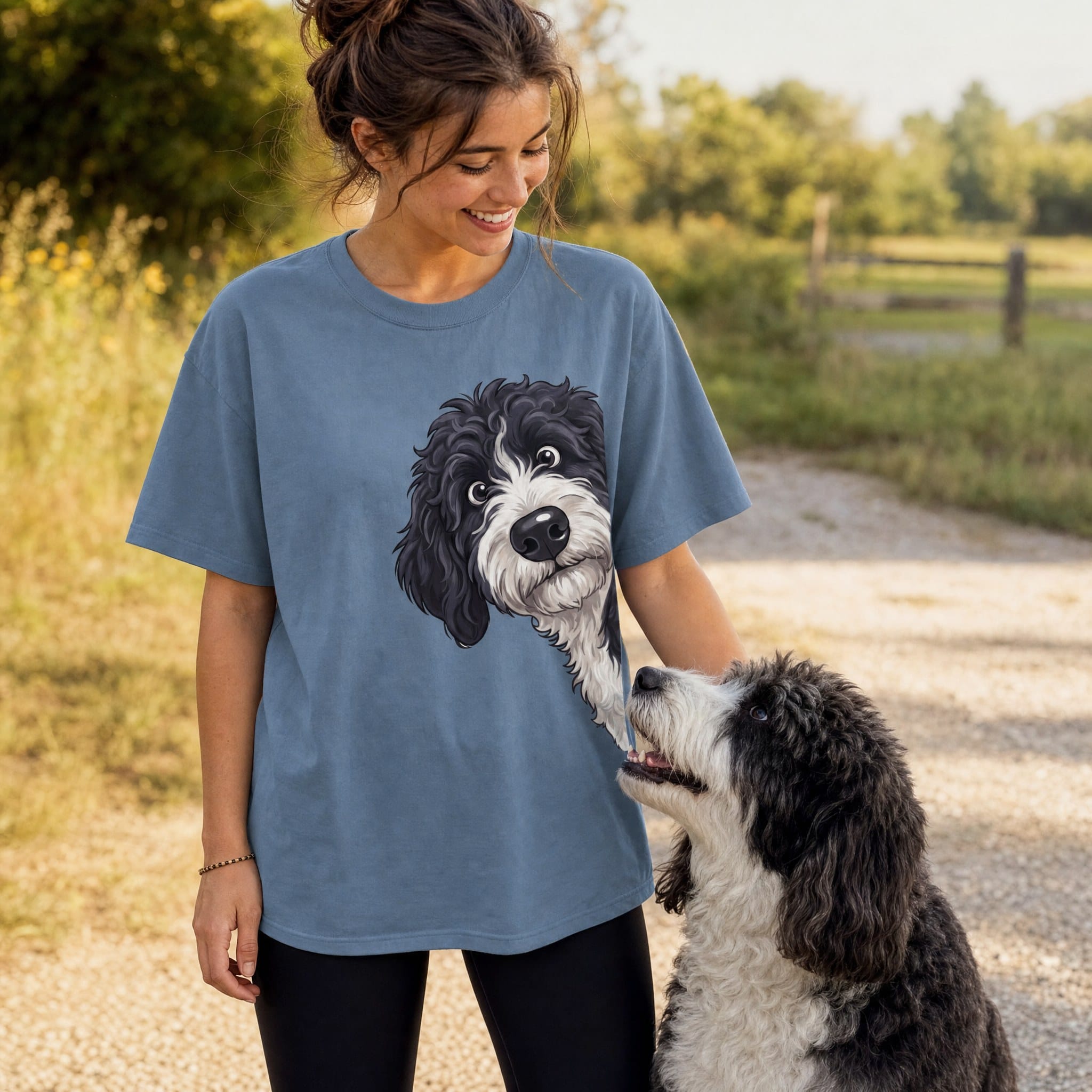 Fall Plaid Sheepadoodle Signature T-Shirt in by Puppy Jo