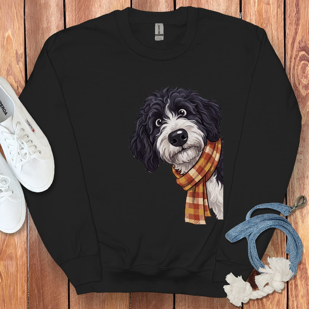 Fall Plaid Sheepadoodle Sweatshirt in Black / S by Puppy Jo