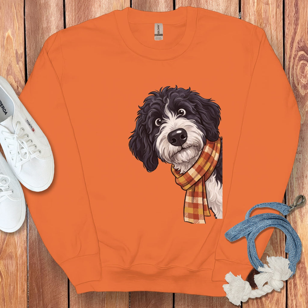 Fall Plaid Sheepadoodle Sweatshirt in Orange / M by Puppy Jo