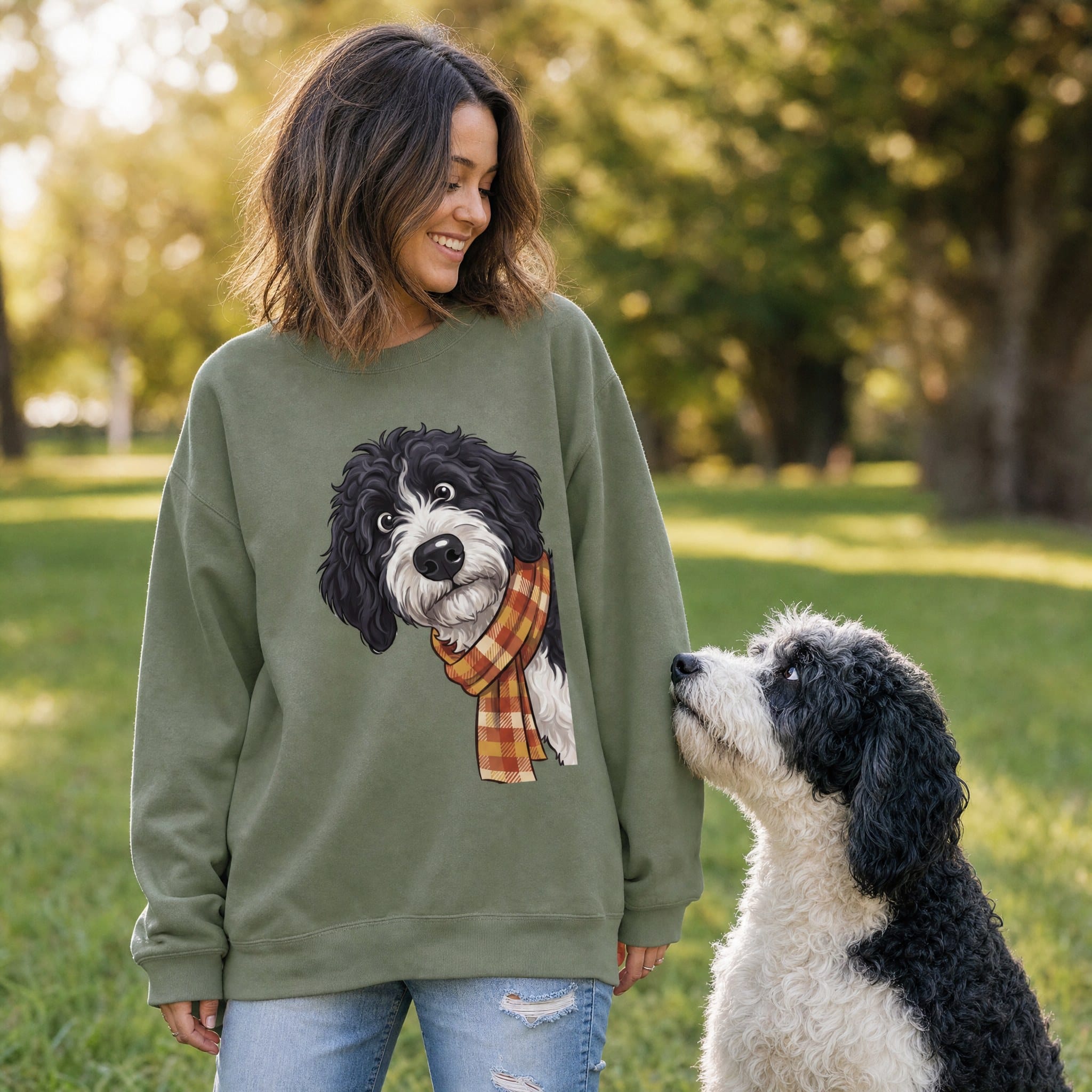 Fall Plaid Sheepadoodle Sweatshirt in by Puppy Jo