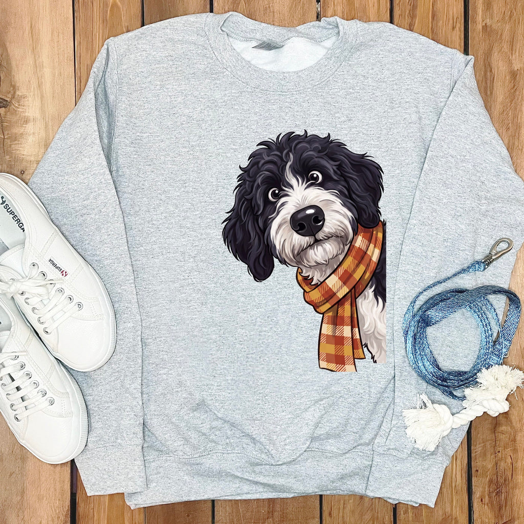 Fall Plaid Sheepadoodle Sweatshirt in Sport Grey / S by Puppy Jo