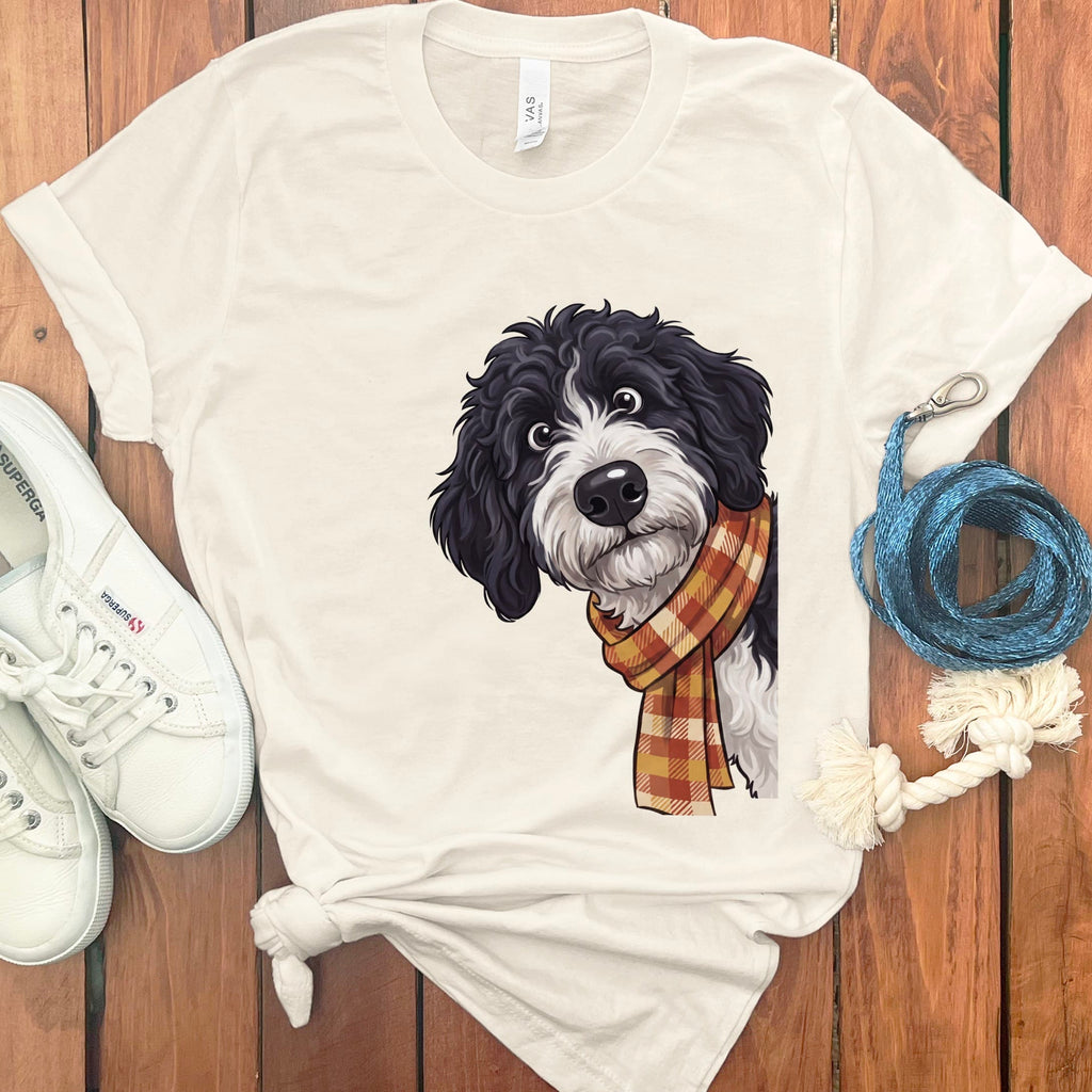 Fall Plaid Sheepadoodle T-Shirt in Natural / S by Puppy Jo