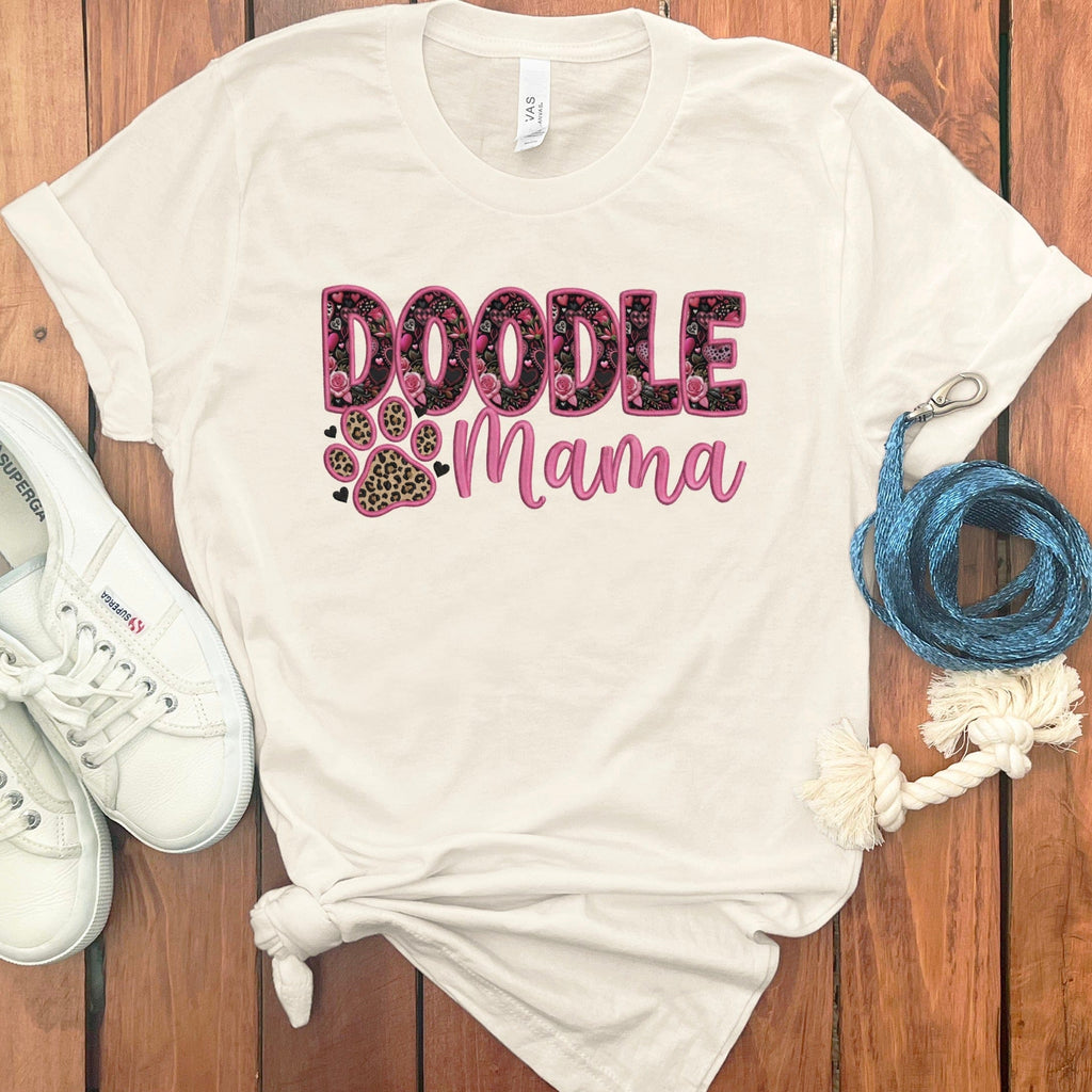 Faux Embroidery Doodle Mama T-Shirt in Natural / S by Puppy Jo