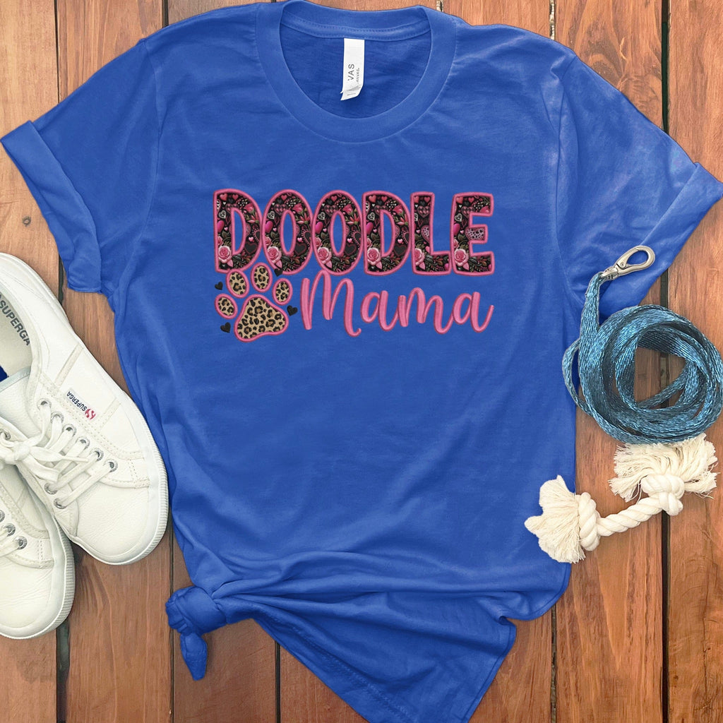 Faux Embroidery Doodle Mama T-Shirt in True Royal / S by Puppy Jo