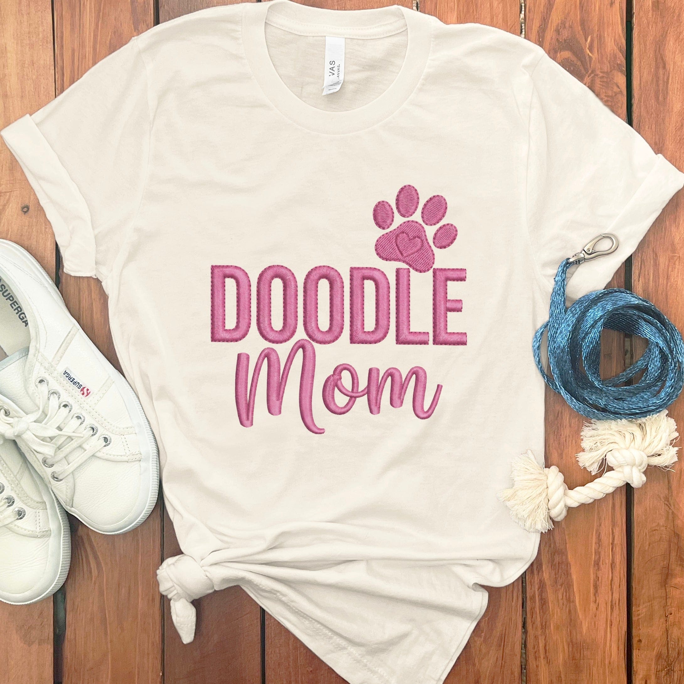 Faux Embroidery Doodle Mom T-Shirt in Natural / S by Puppy Jo