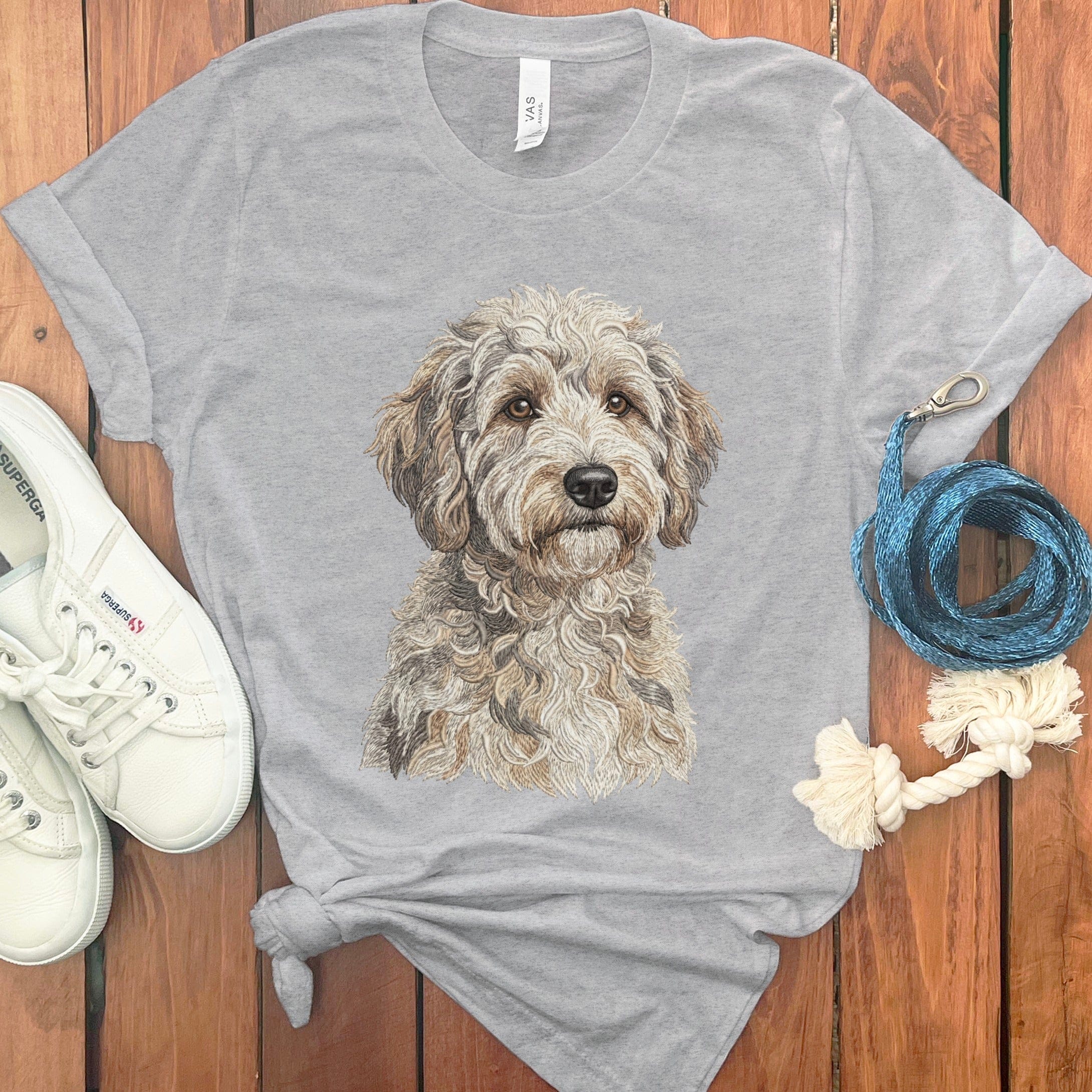 Faux Embroidery Schnoodle T-Shirt in Athletic Heather / S by Puppy Jo