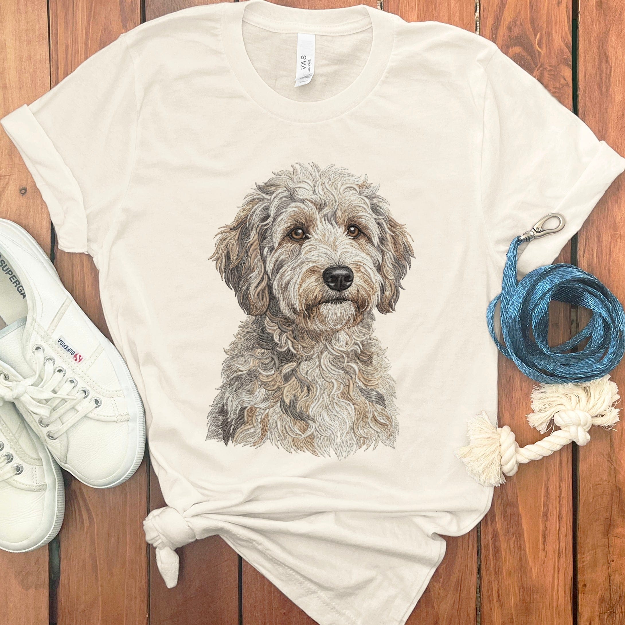 Faux Embroidery Schnoodle T-Shirt in Natural / S by Puppy Jo