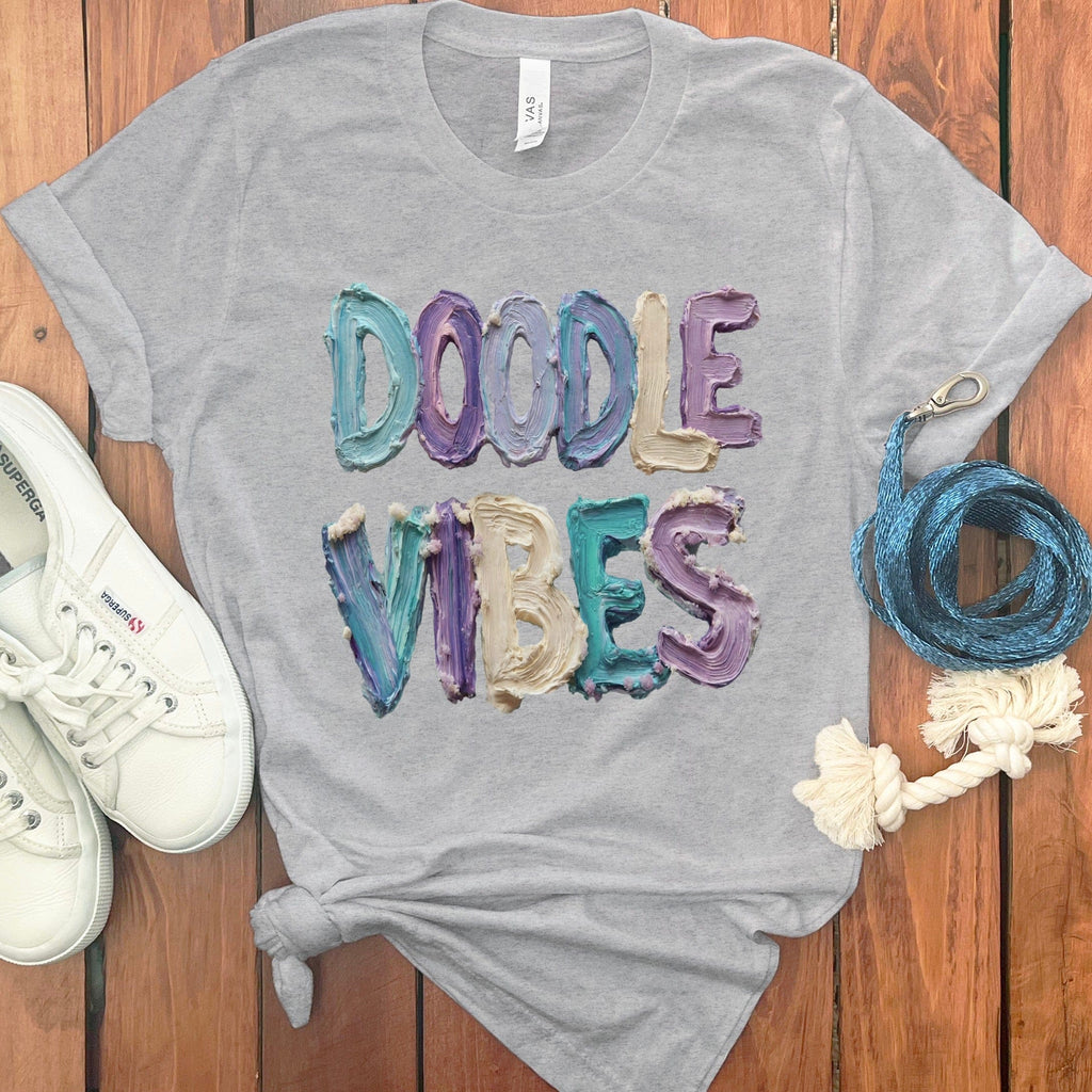 Faux Paint Doodle Vibes T-Shirt in Athletic Heather / S / T-Shirts #1 by Puppy Jo