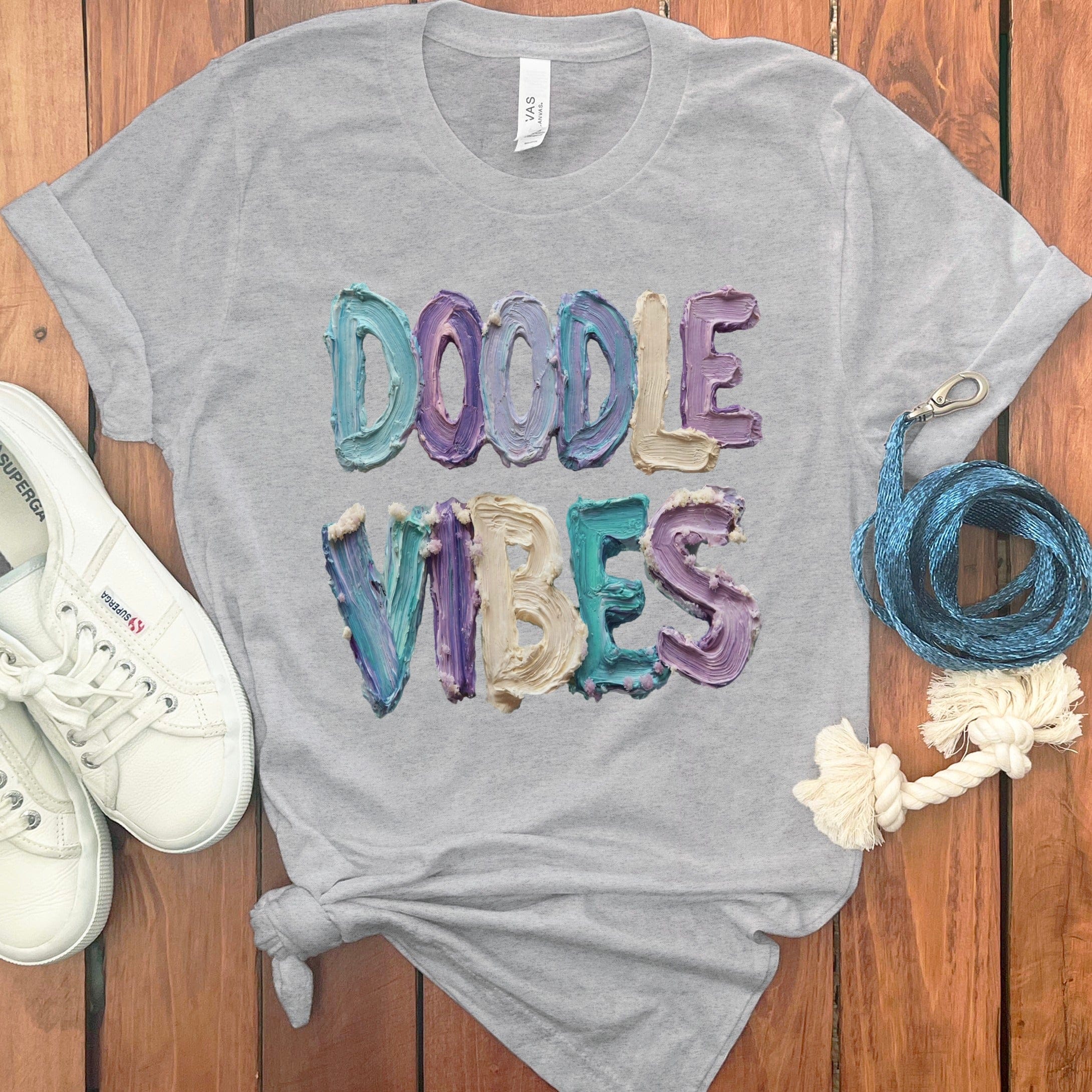 Faux Paint Doodle Vibes T-Shirt in Athletic Heather / S / T-Shirts #1 by Puppy Jo