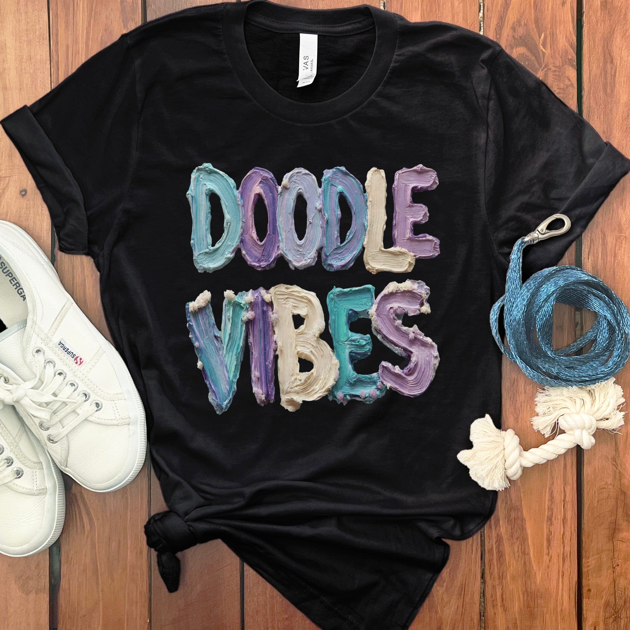 Faux Paint Doodle Vibes T-Shirt in Black / S / T-Shirts by Puppy Jo