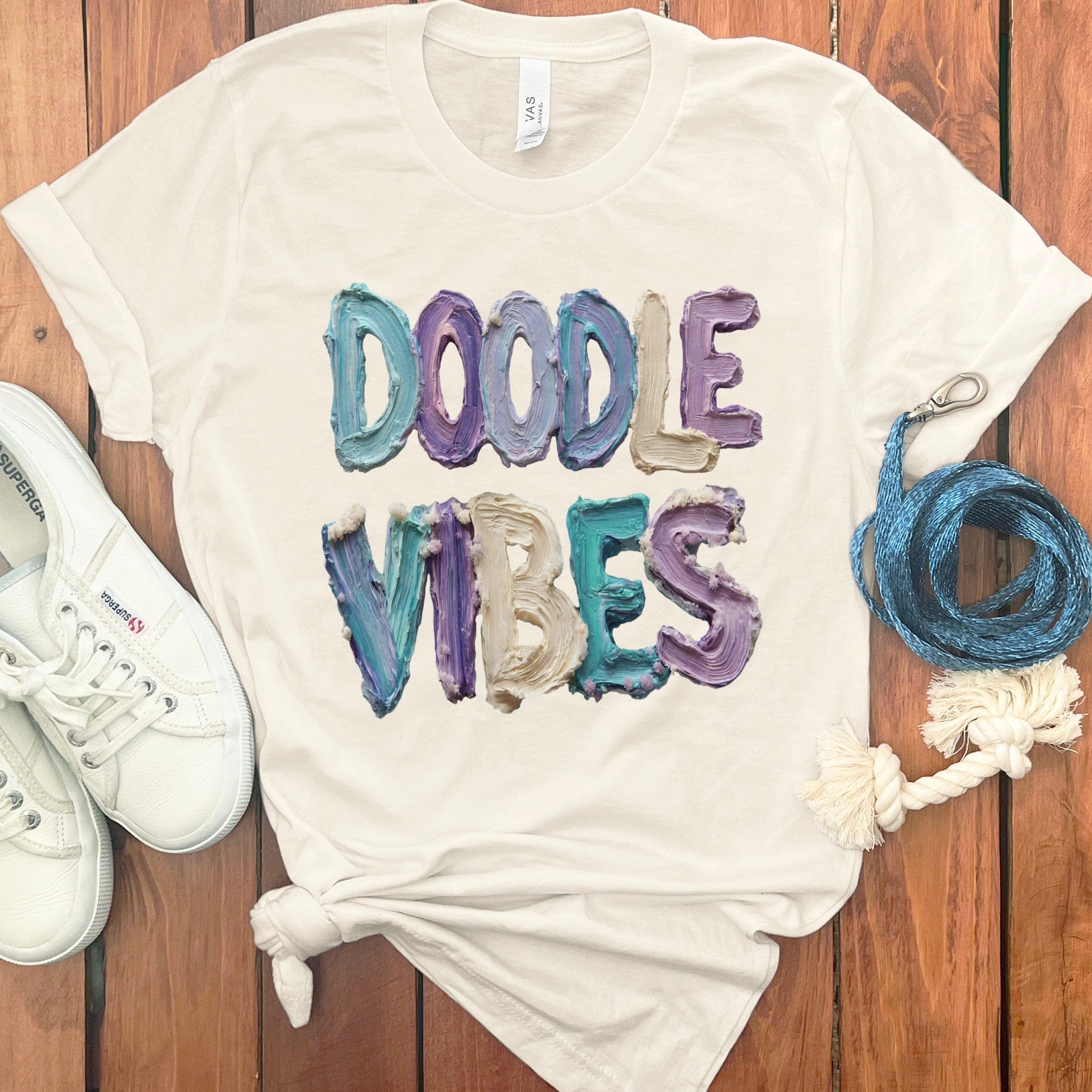 Faux Paint Doodle Vibes T-Shirt in Natural / S / T-Shirts #1 by Puppy Jo