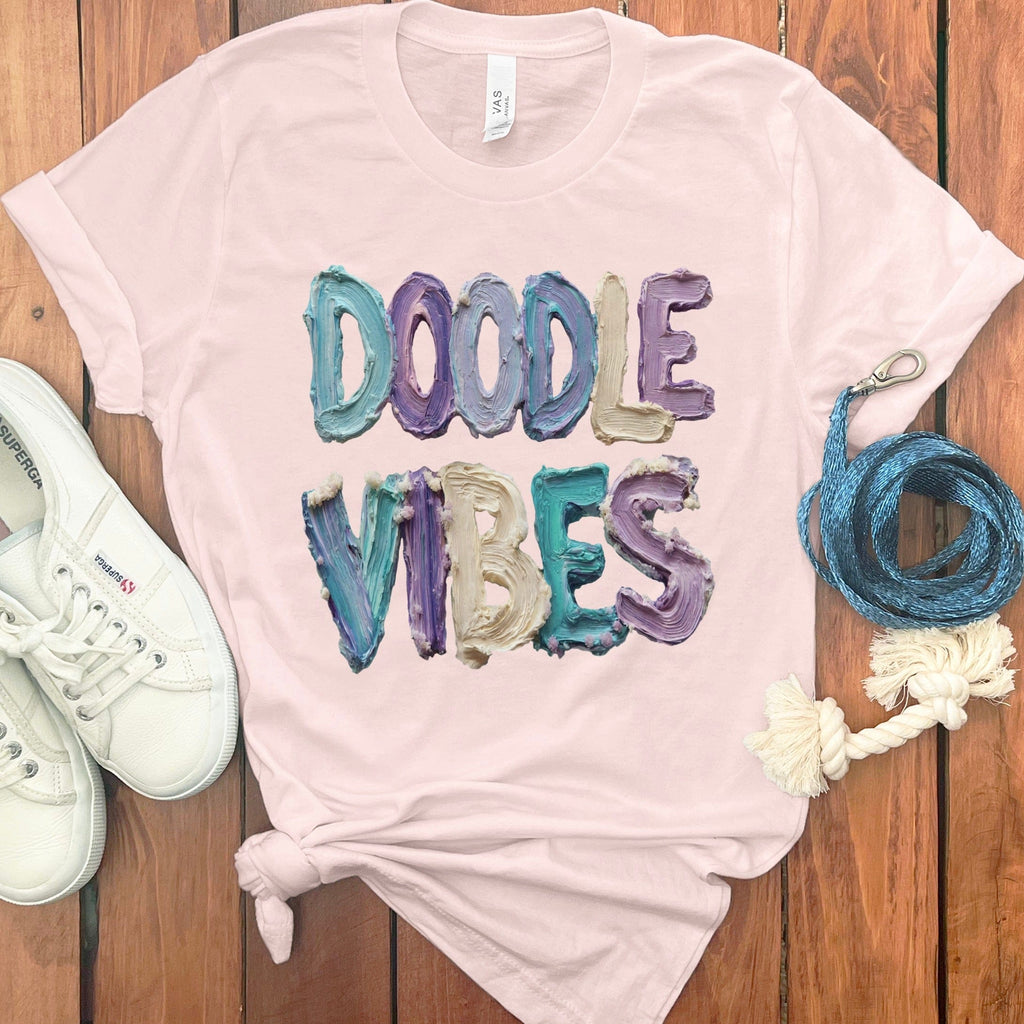 Faux Paint Doodle Vibes T-Shirt in Soft Pink / S / T-Shirts #1 by Puppy Jo