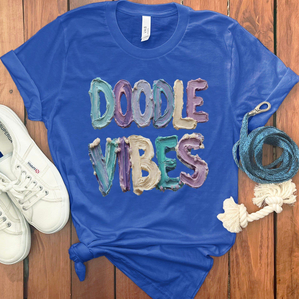 Faux Paint Doodle Vibes T-Shirt in True Royal / S / T-Shirts by Puppy Jo