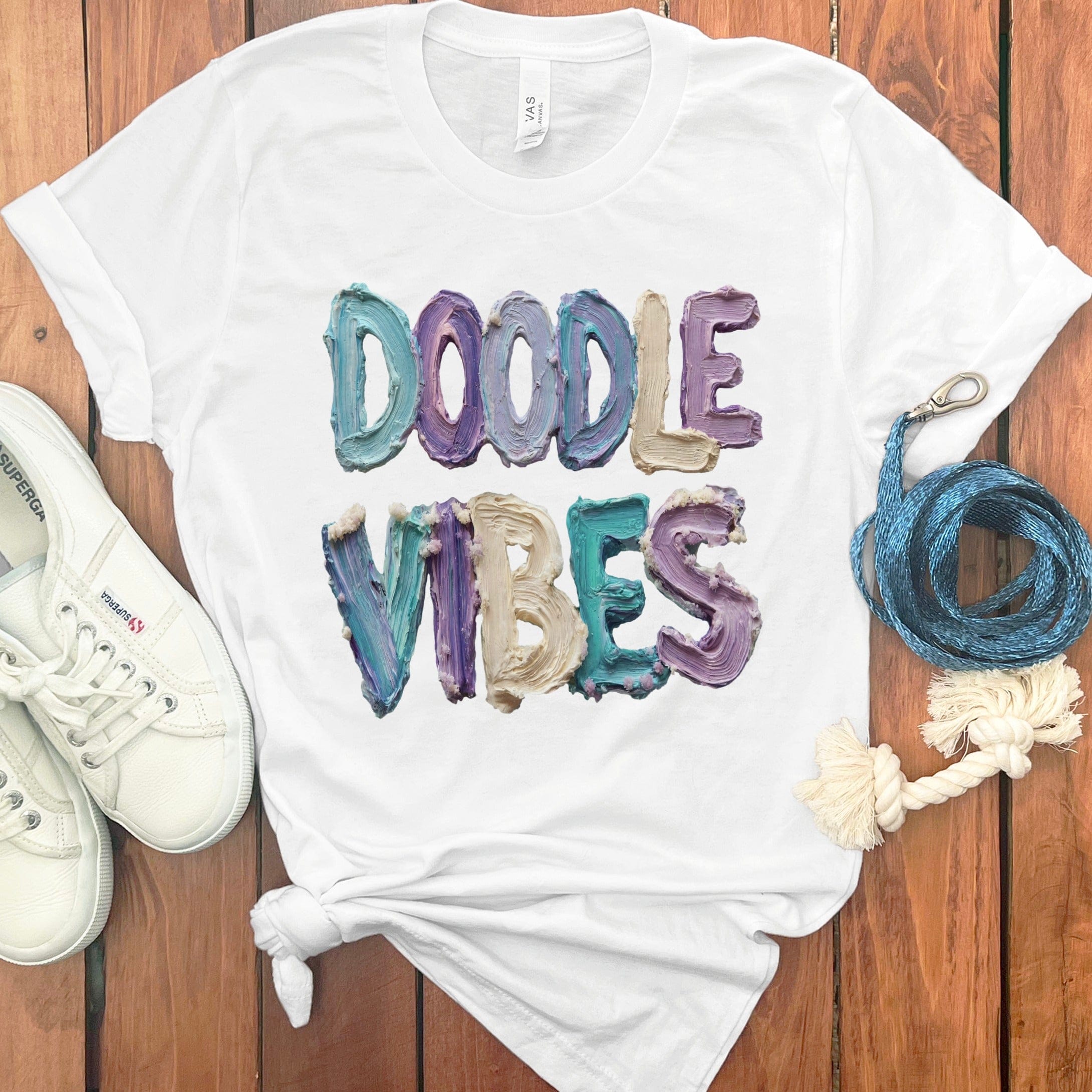 Faux Paint Doodle Vibes T-Shirt in White / S / T-Shirts #1 by Puppy Jo