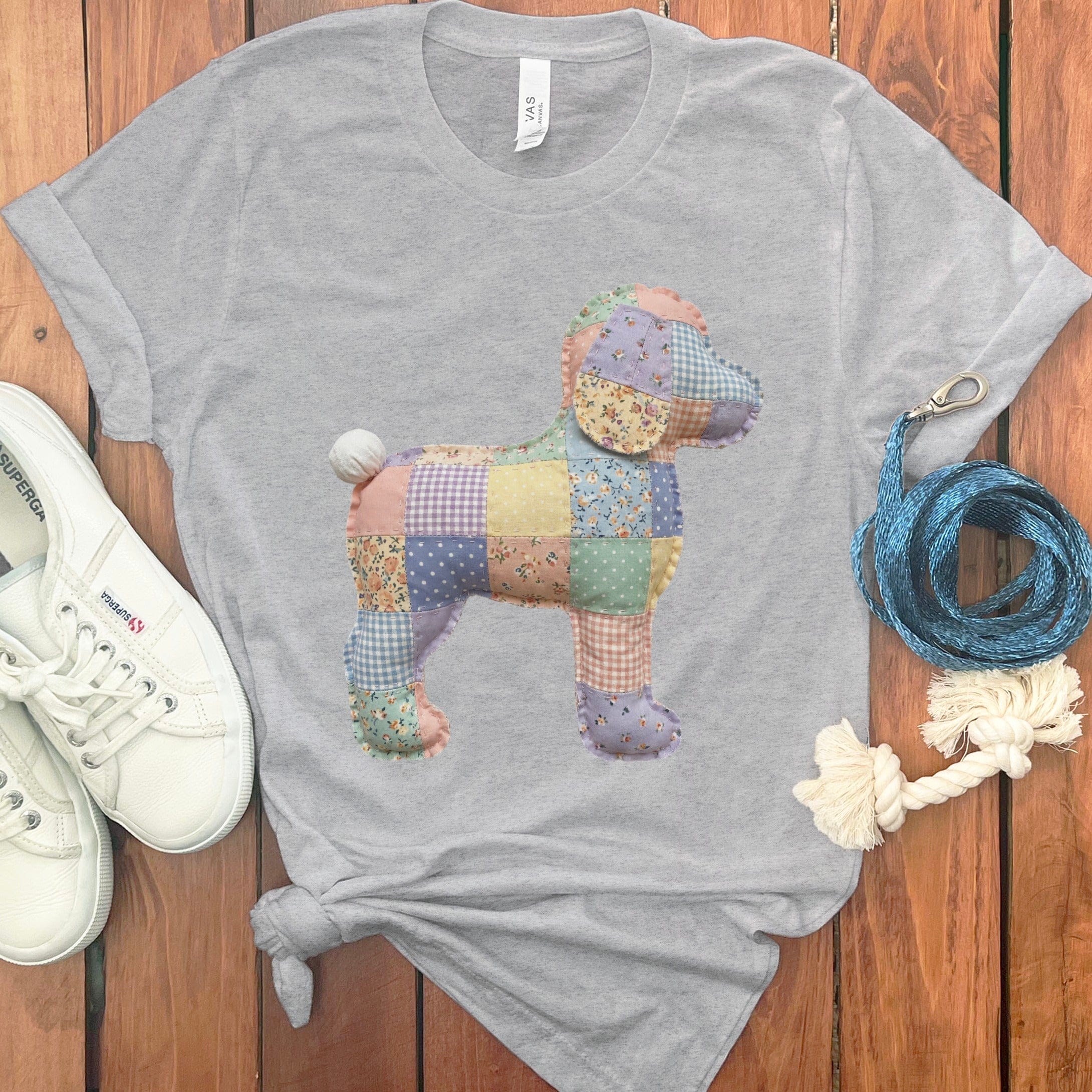 Faux Pastel Quilted Doodle T-Shirt in Athletic Heather / S by Puppy Jo