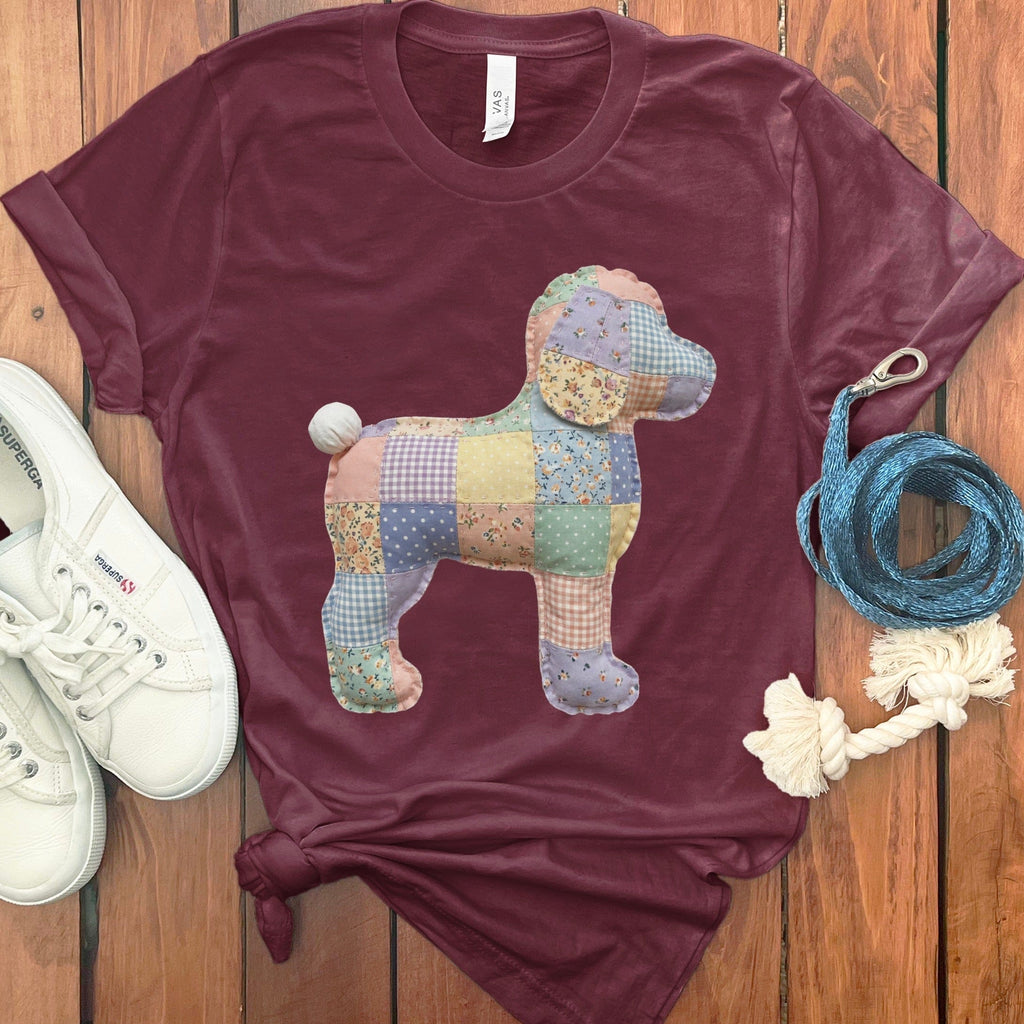 Faux Pastel Quilted Doodle T-Shirt in Maroon / S by Puppy Jo