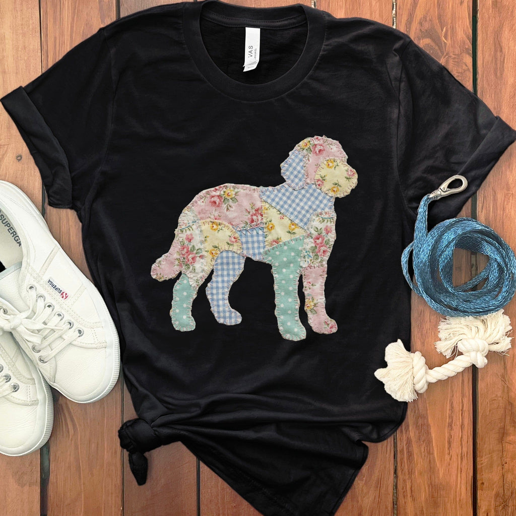 Faux Patchwork Doodle T-Shirt in Black / M / T-Shirts by Puppy Jo