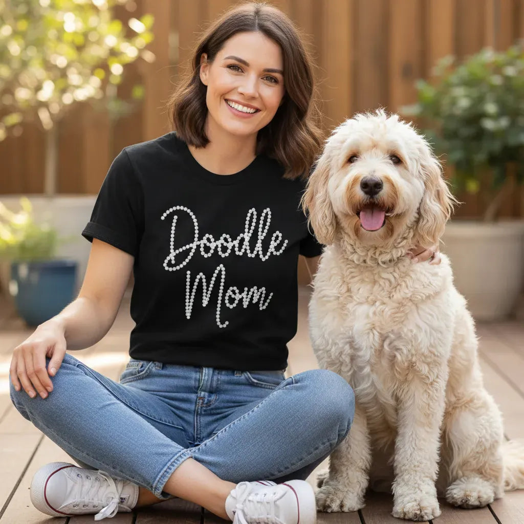 Faux Pearl Doodle Mom T-Shirt in by Puppy Jo