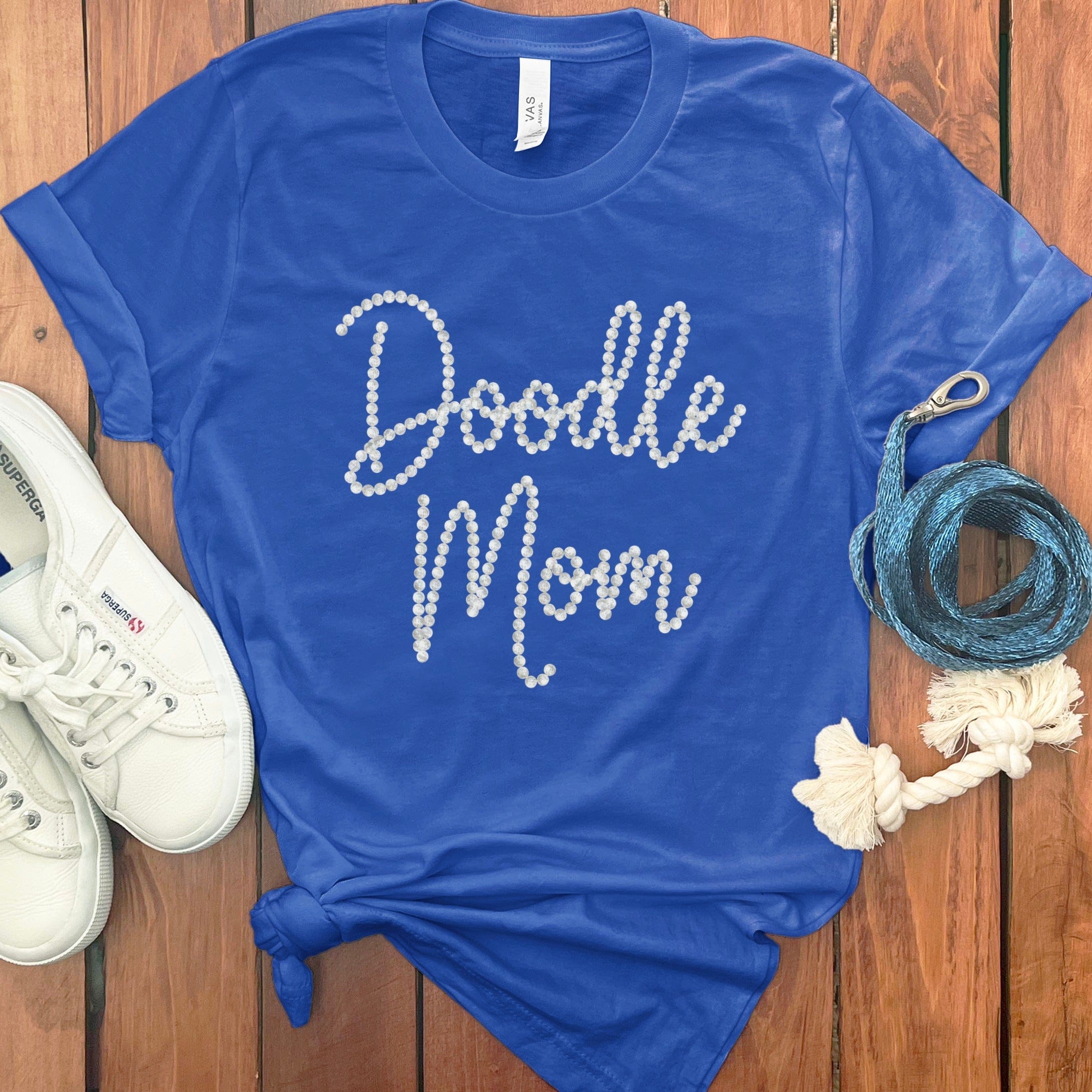 Faux Pearl Doodle Mom T-Shirt in True Royal / S by Puppy Jo