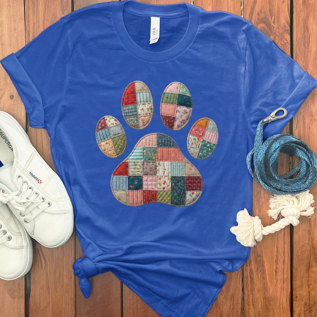 Faux Quilt Paw T-Shirt in True Royal / S by Puppy Jo