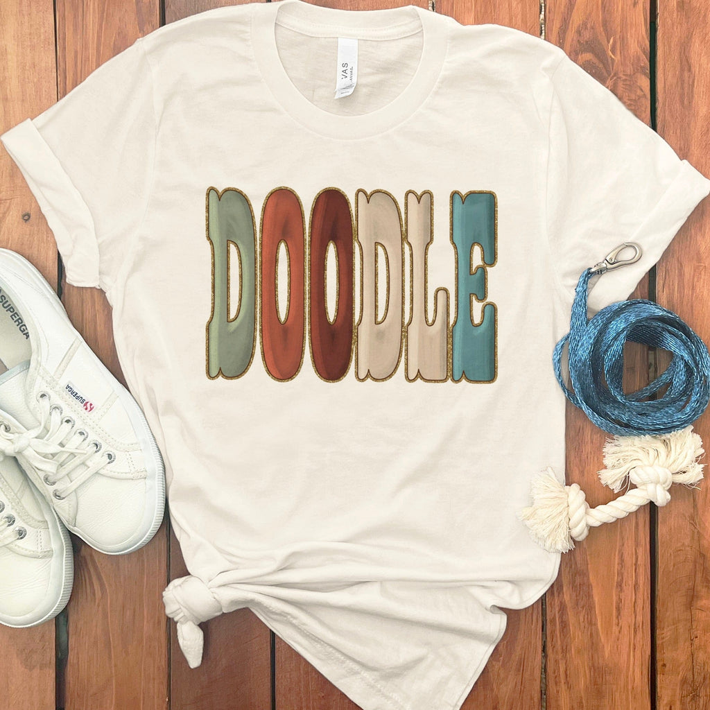 Faux Quilted Rustic Doodle T-Shirt in Natural / S by Puppy Jo