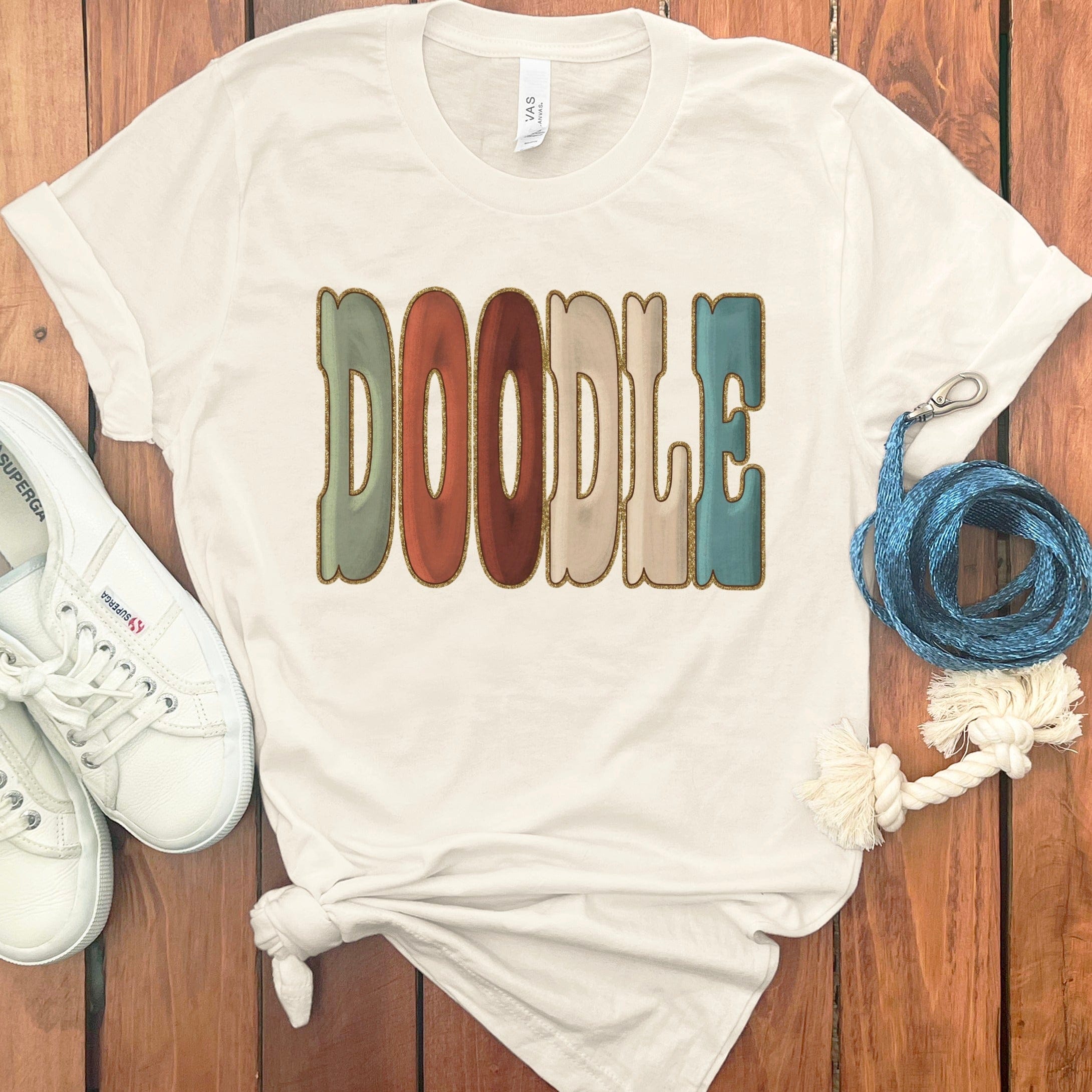 Faux Quilted Rustic Doodle T-Shirt in Natural / S by Puppy Jo