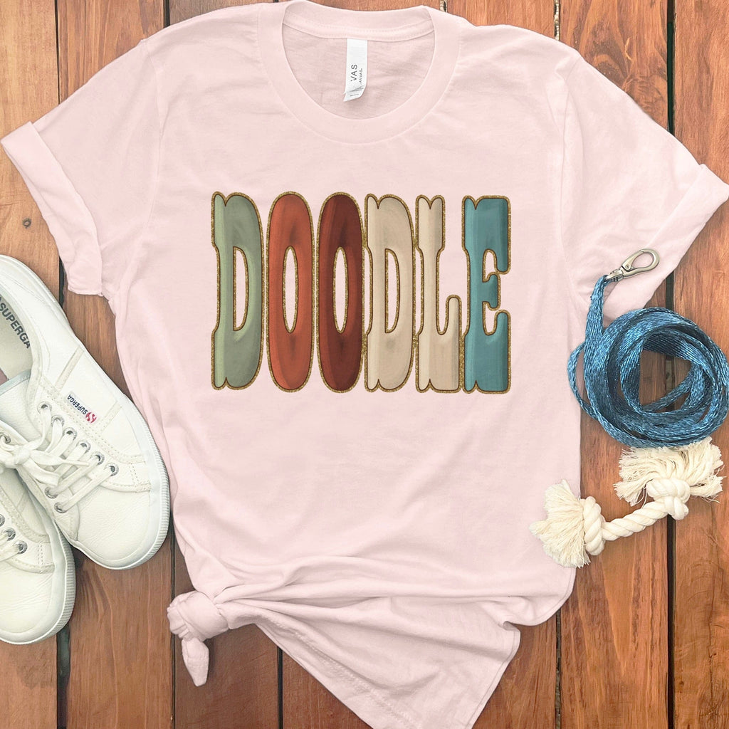 Faux Quilted Rustic Doodle T-Shirt in Soft Pink / S by Puppy Jo