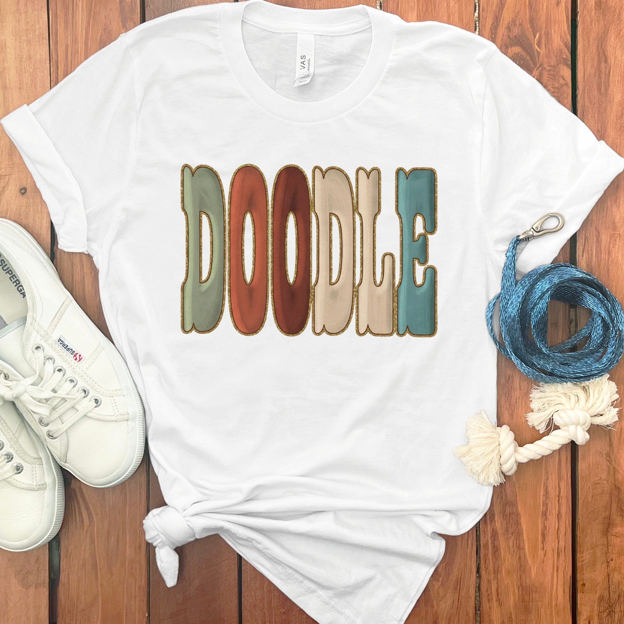 Faux Quilted Rustic Doodle T-Shirt in White / S by Puppy Jo