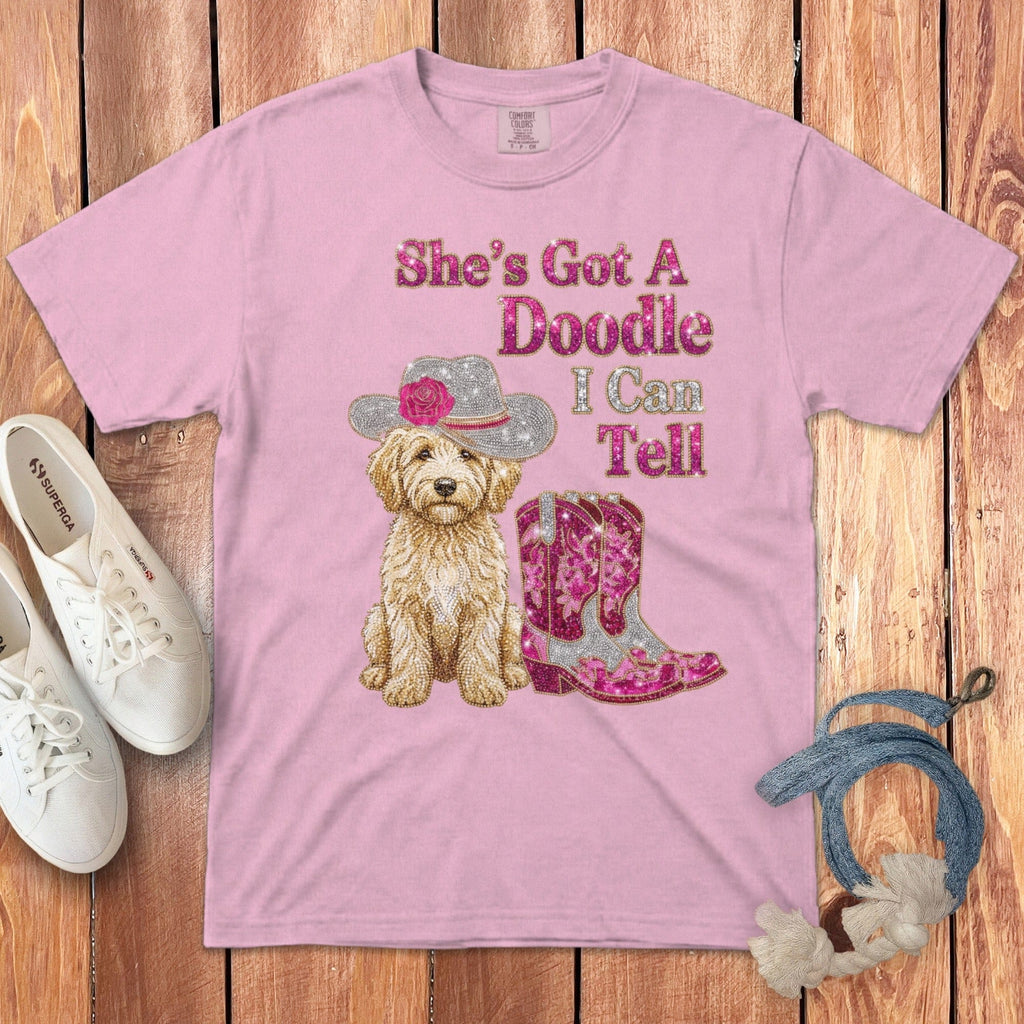Faux Rhinestone Doodle Can Tell Signature T-Shirt in Blossom / S by Puppy Jo