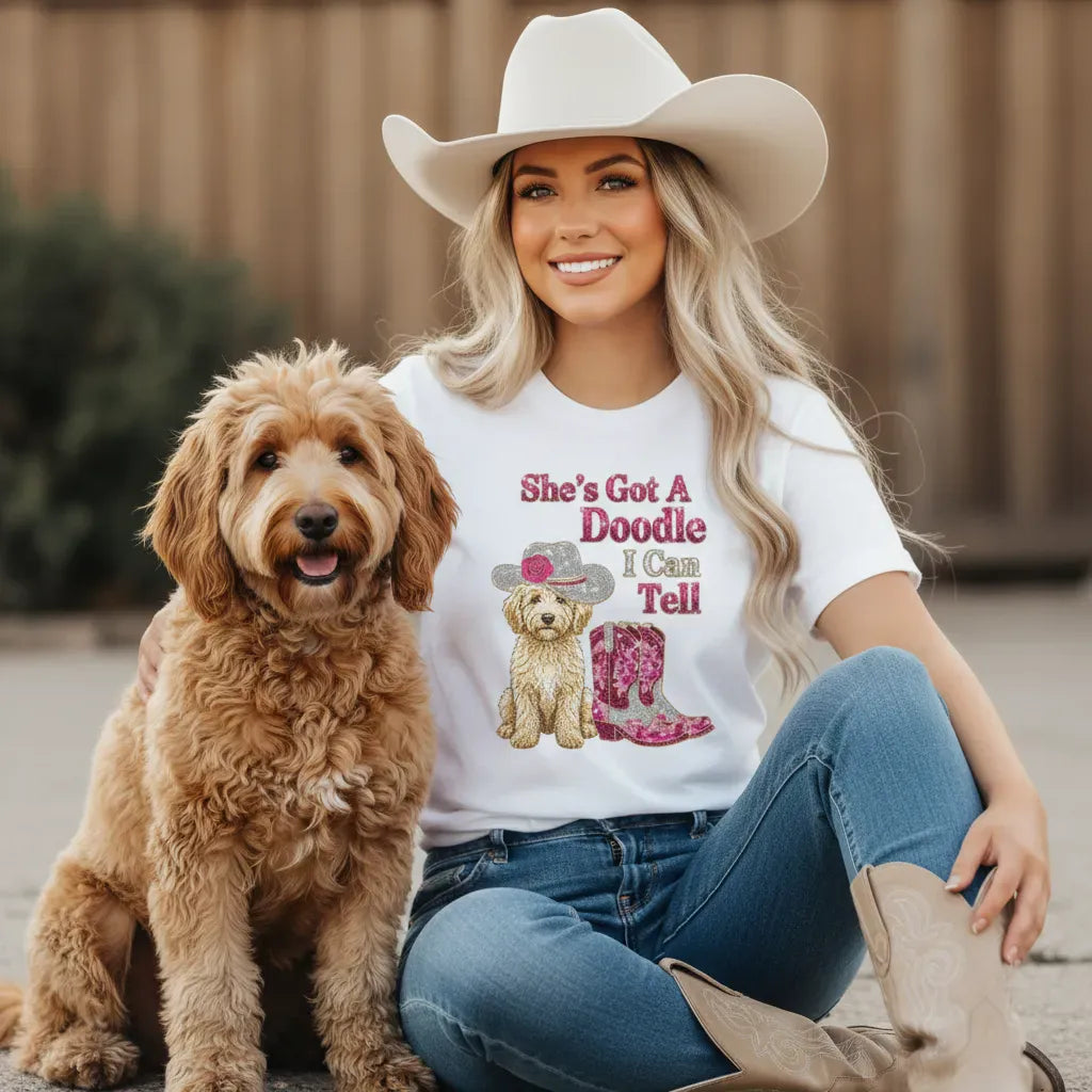 Faux Rhinestone Doodle Can Tell Signature T-Shirt in by Puppy Jo