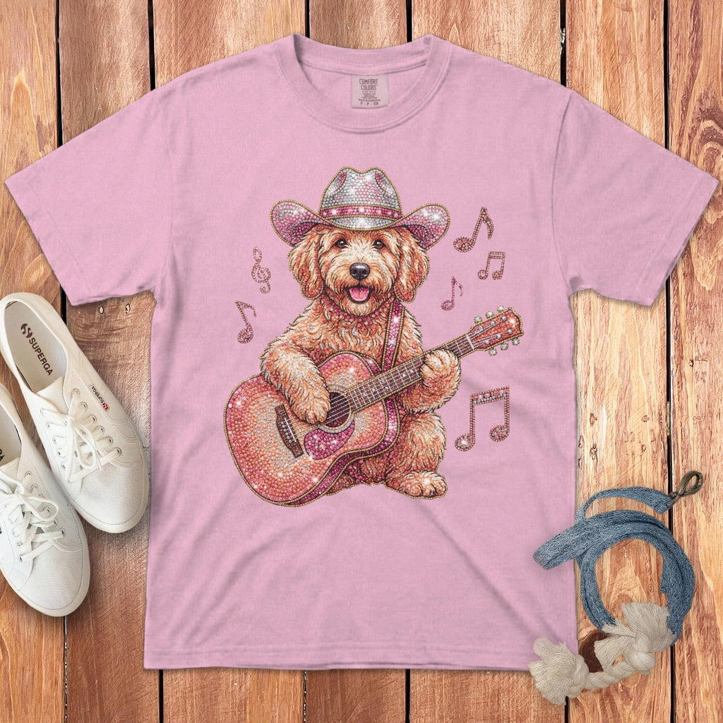 Faux Rhinestone Doodle Cowboy Signature T-Shirt in Blossom / S by Puppy Jo