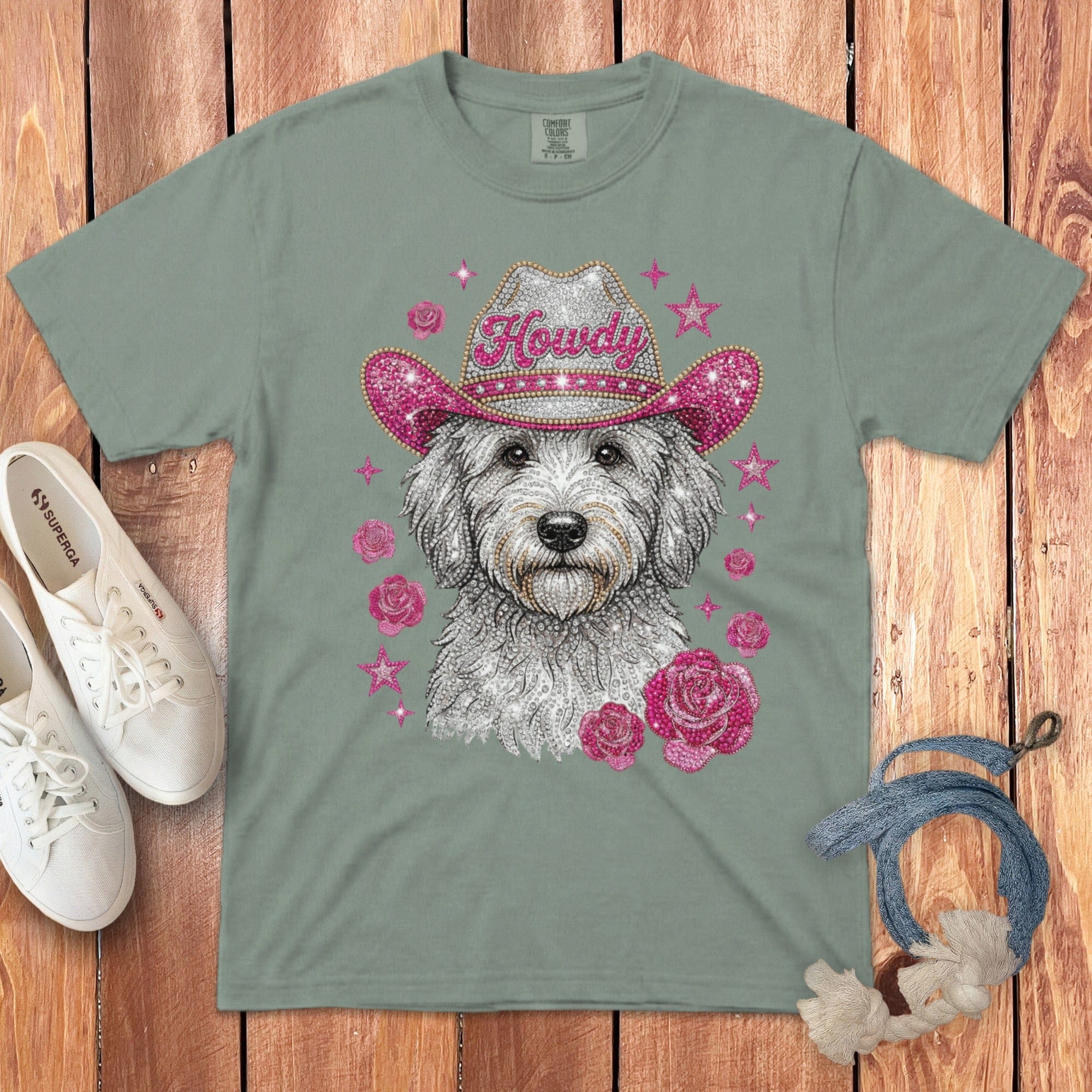 Faux Rhinestone Howdy Doodle Signature T-Shirt in Bay / S by Puppy Jo