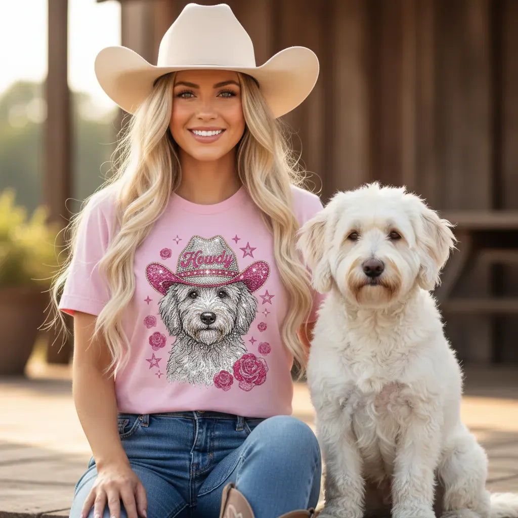 Faux Rhinestone Howdy Doodle Signature T-Shirt in by Puppy Jo