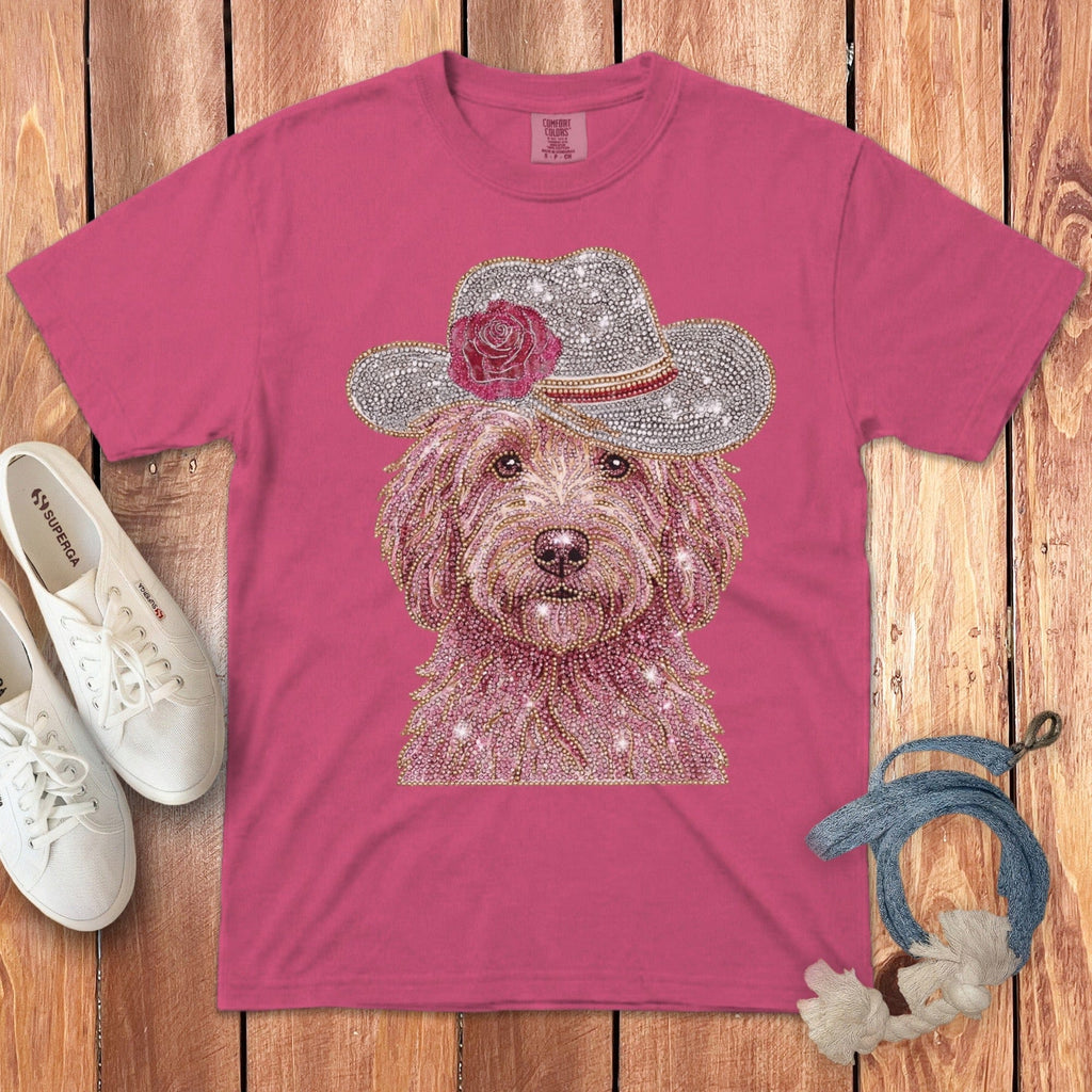 Faux Rhinestone Western Doodle Signature T-Shirt in Crunchberry / S by Puppy Jo
