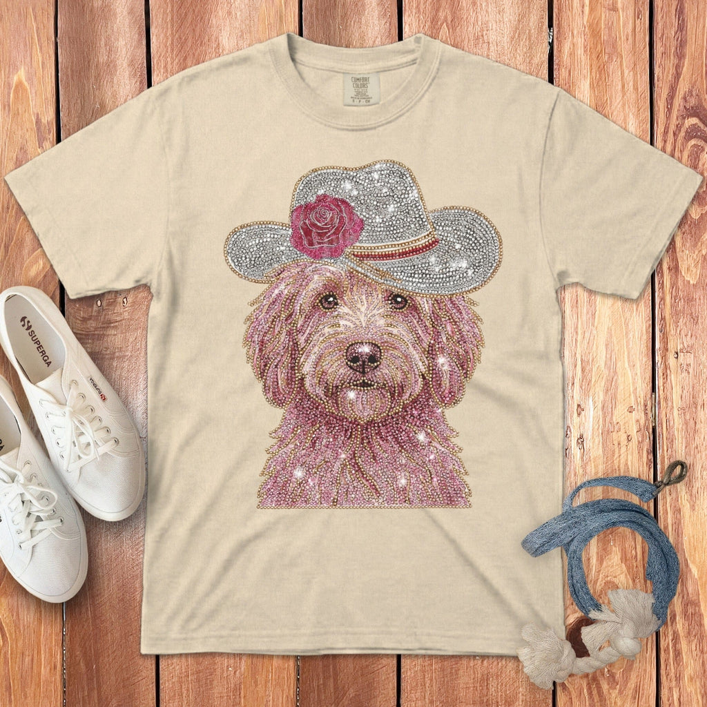 Faux Rhinestone Western Doodle Signature T-Shirt in Ivory / S by Puppy Jo