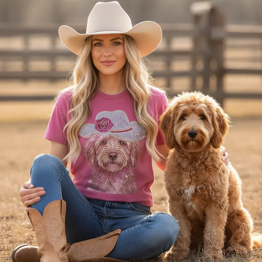 Faux Rhinestone Western Doodle Signature T-Shirt in by Puppy Jo
