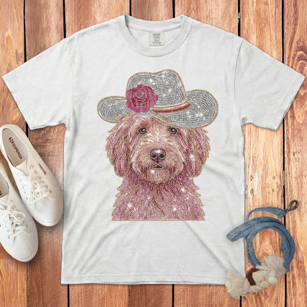 Faux Rhinestone Western Doodle Signature T-Shirt in White / S by Puppy Jo