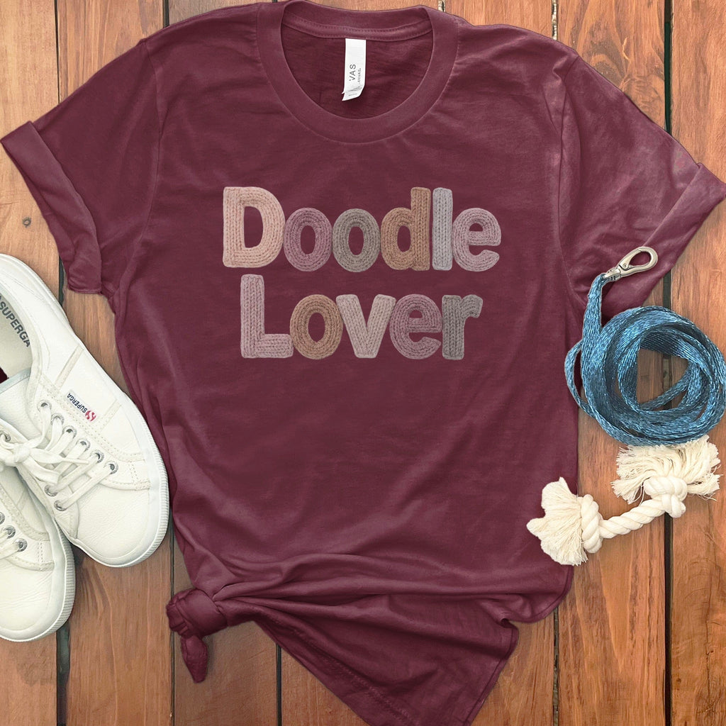 Faux Yarn Doodle Lover T-Shirt in Maroon / S by Puppy Jo