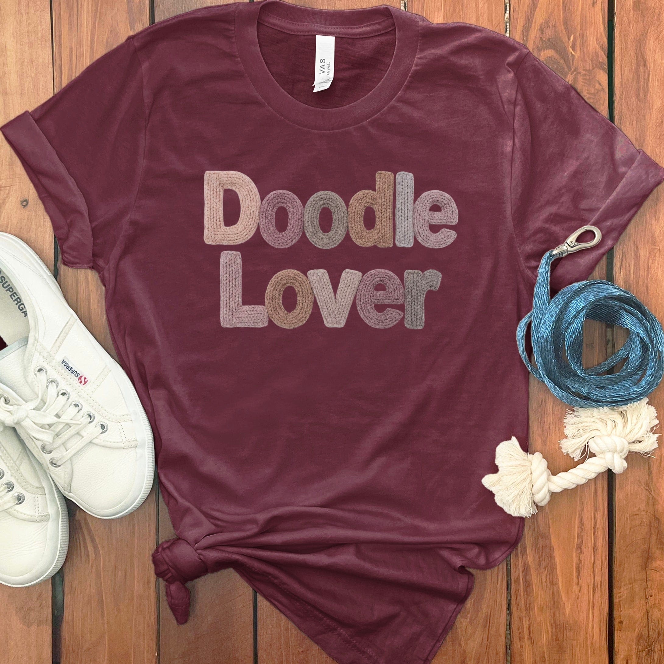 Faux Yarn Doodle Lover T-Shirt in Maroon / S by Puppy Jo