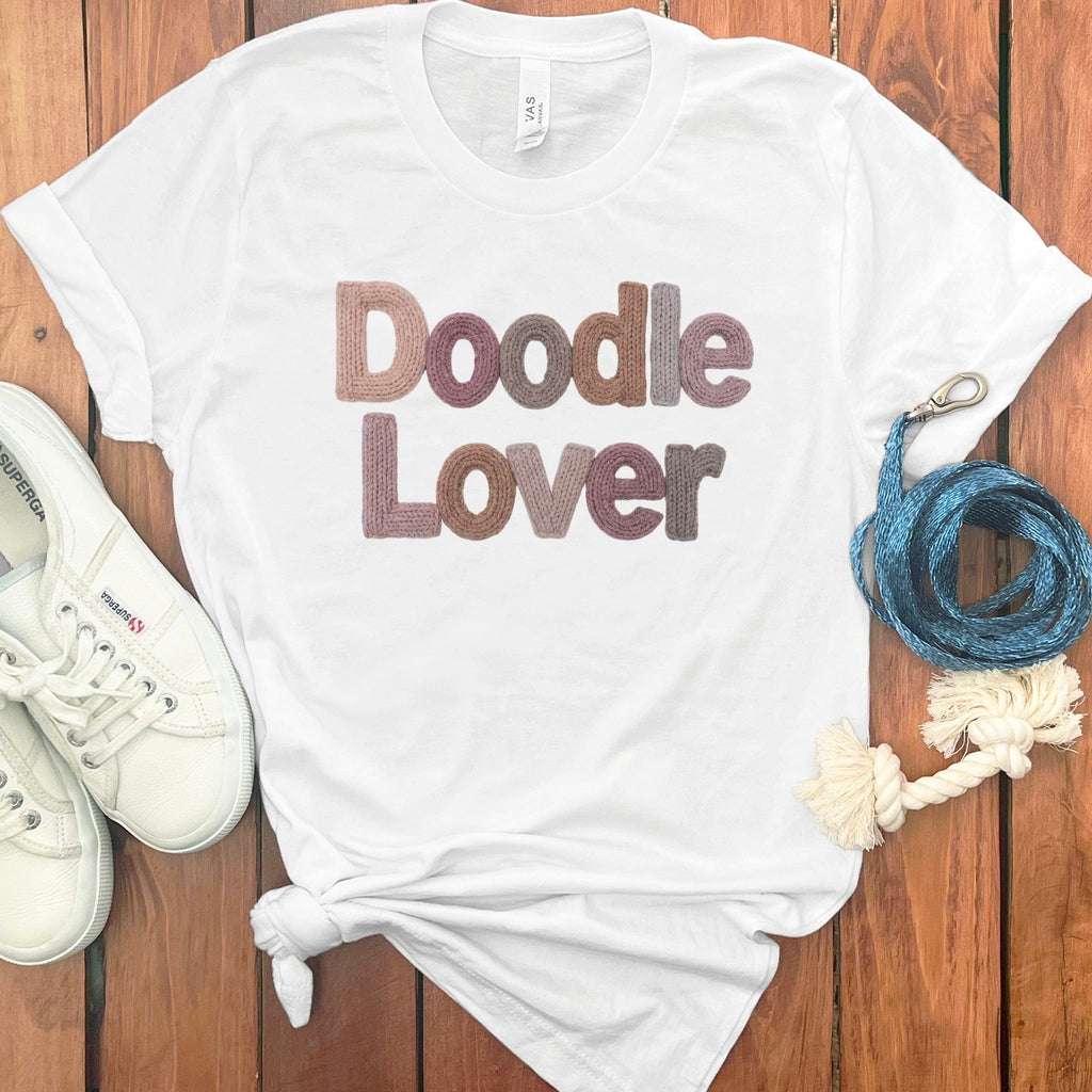Faux Yarn Doodle Lover T-Shirt in White / S by Puppy Jo