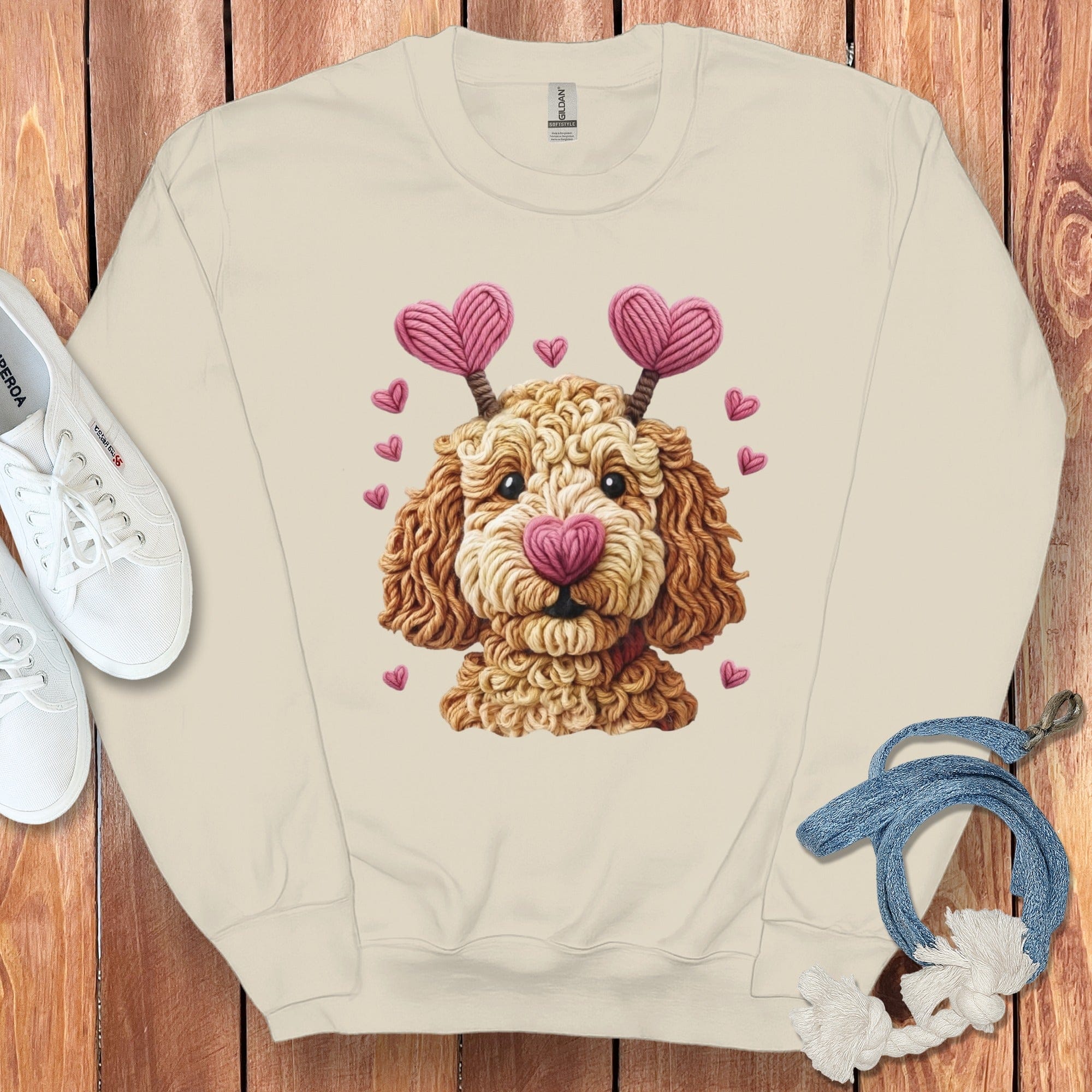 Faux Yarn Goldendoodle Sweatshirt in Sand / S by Puppy Jo