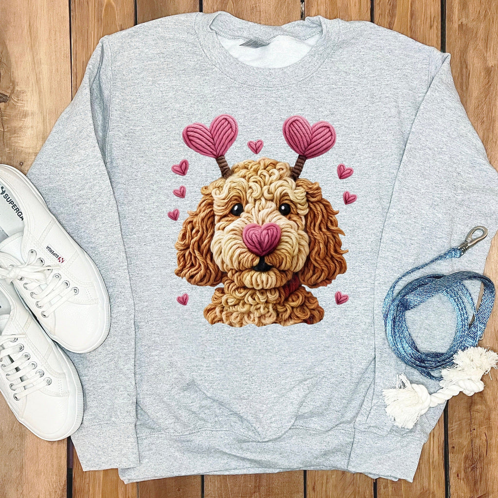 Faux Yarn Goldendoodle Sweatshirt in Sport Grey / S by Puppy Jo