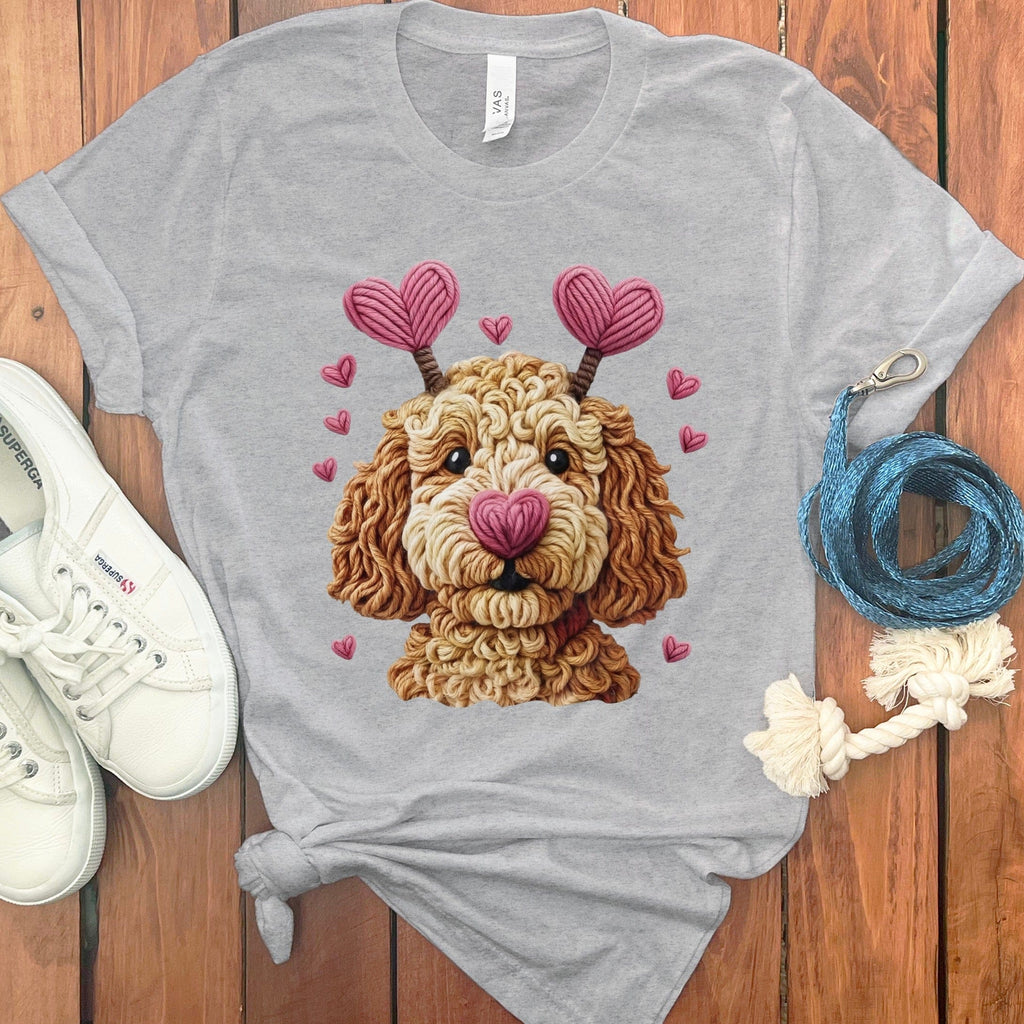 Faux Yarn Goldendoodle T-Shirt in Athletic Heather / S by Puppy Jo