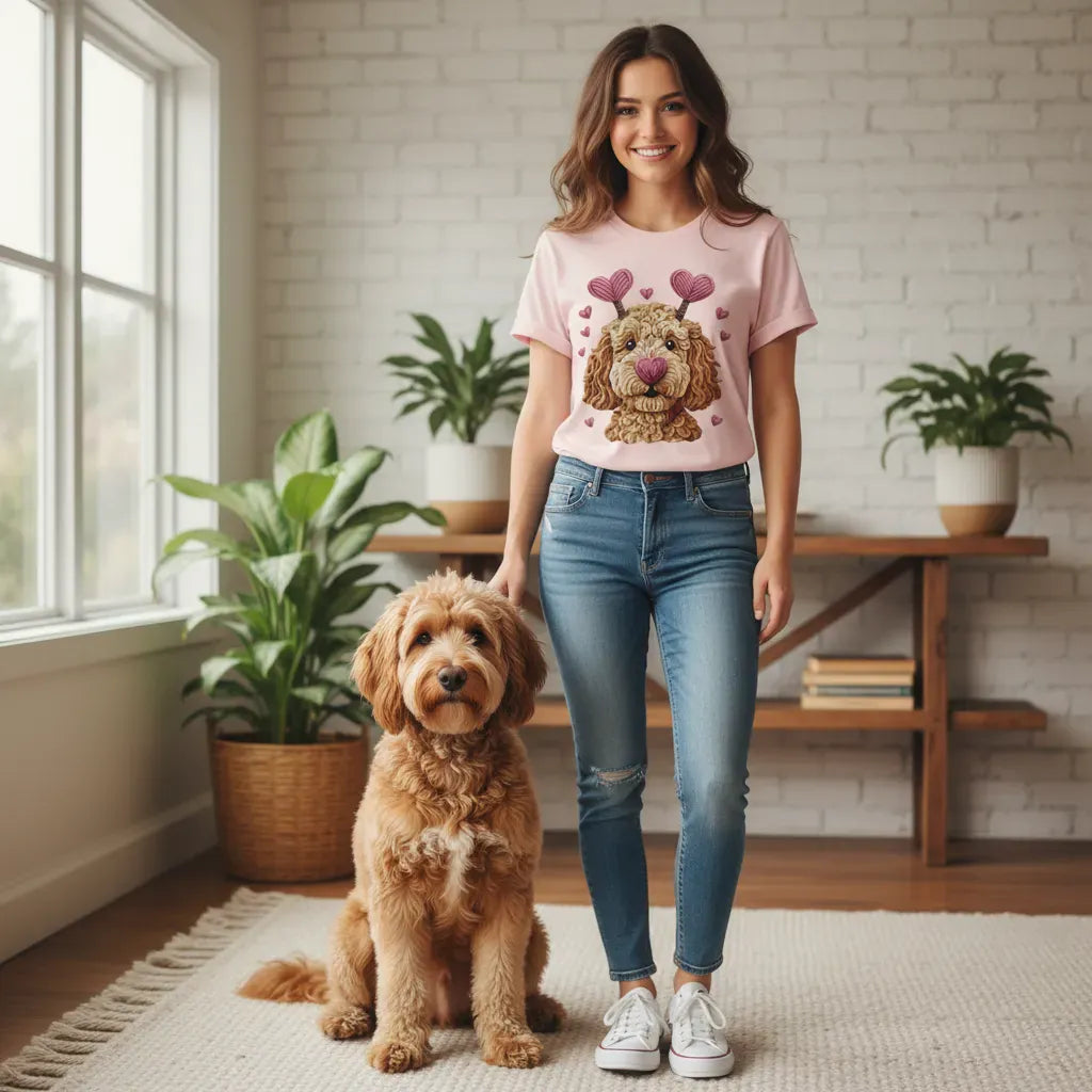 Faux Yarn Goldendoodle T-Shirt in by Puppy Jo